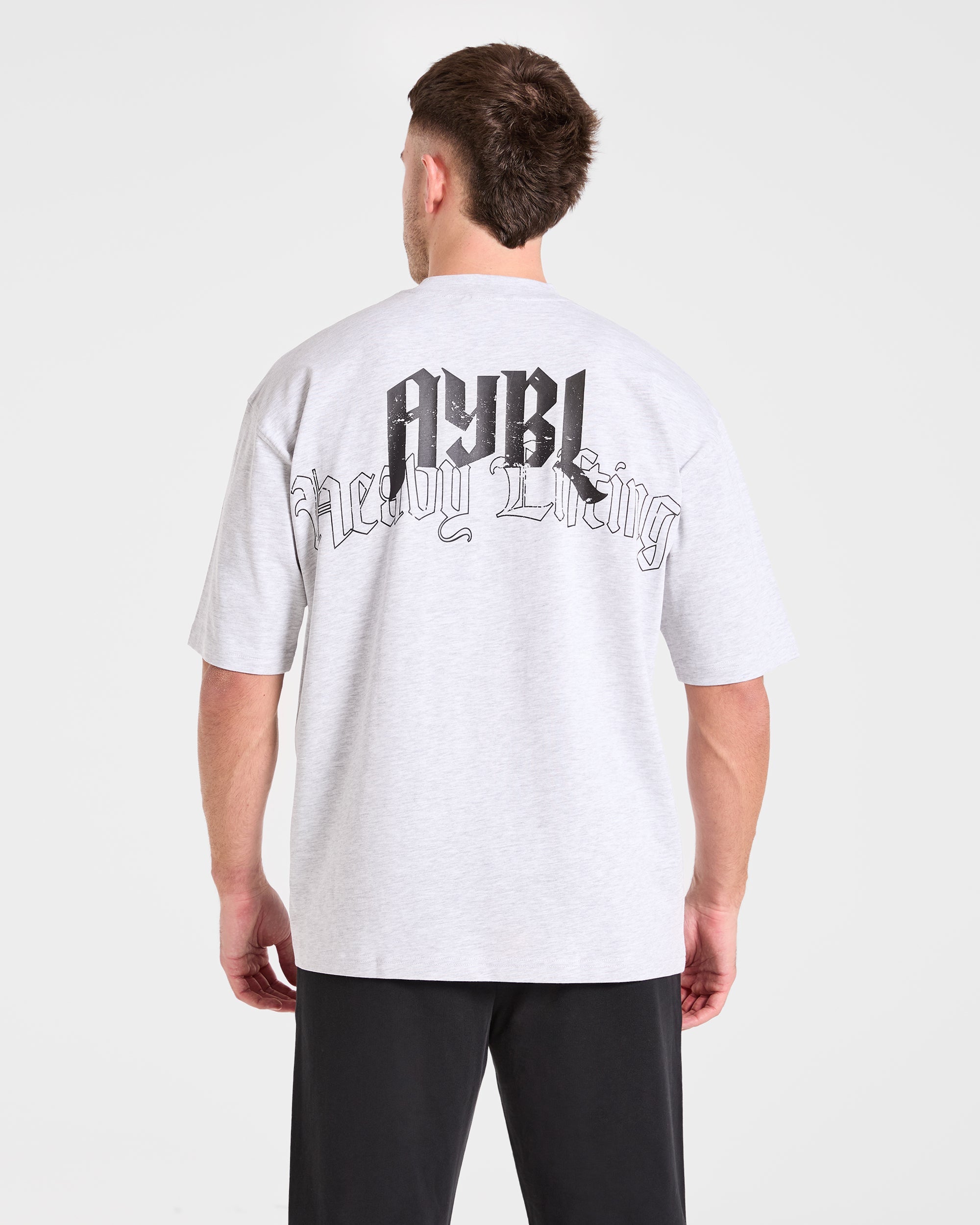 Heavy Lifting Gothic Oversized T Shirt - Grau Marl