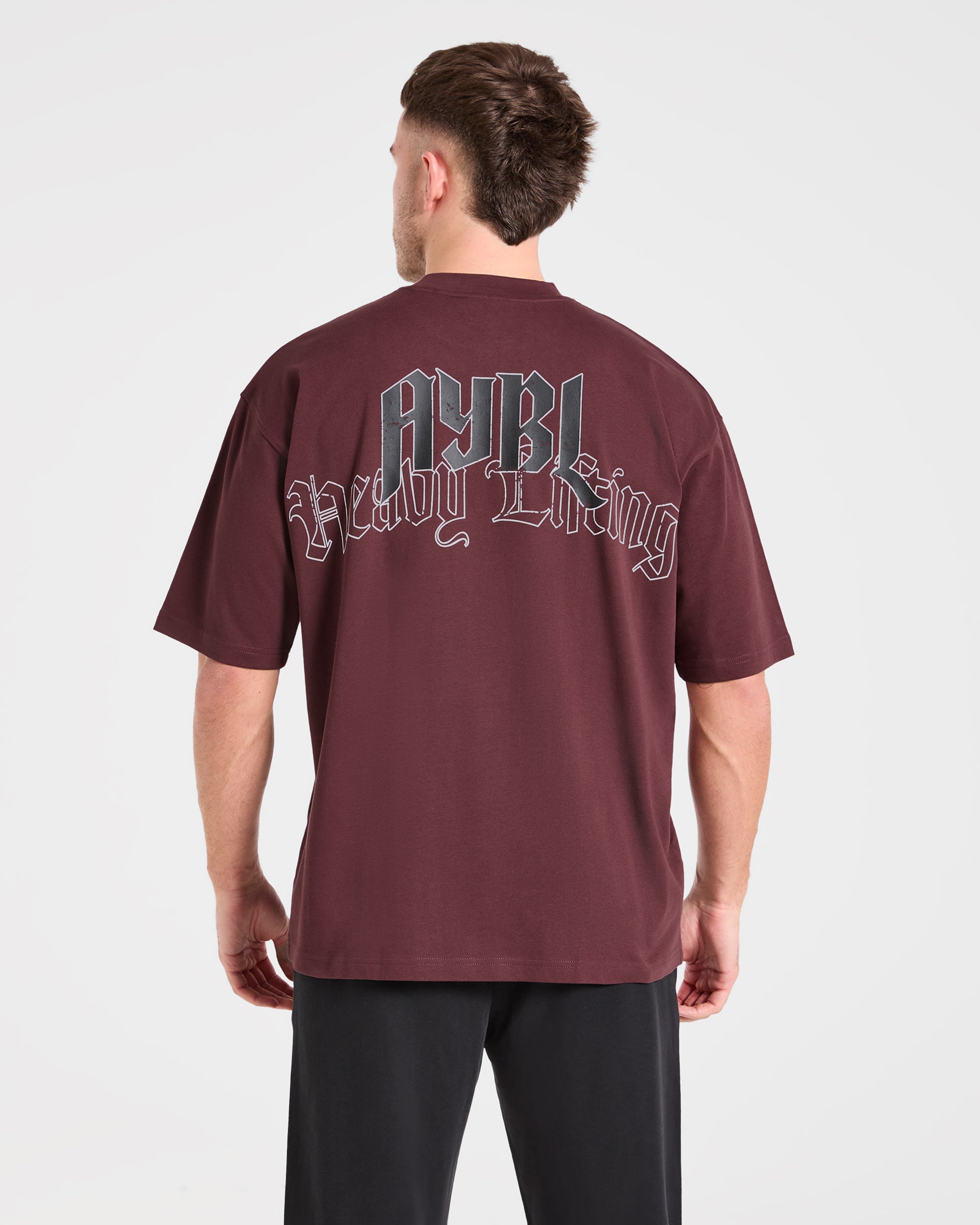 Heavy Lifting Gothic Oversized T Shirt - Dusty Plum/Schwarz
