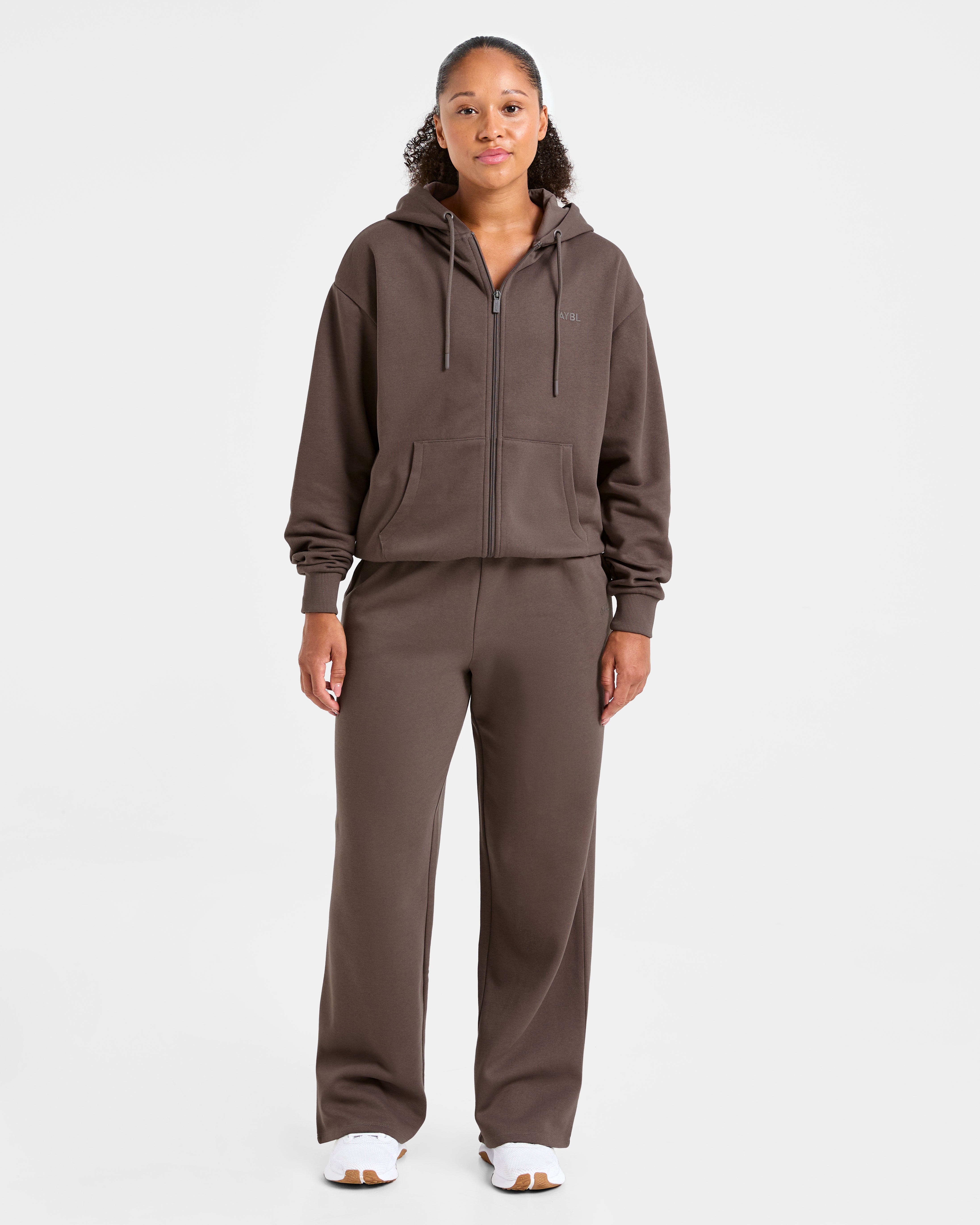 Lifestyle Oversized Straight Leg Joggers - Umber Braun