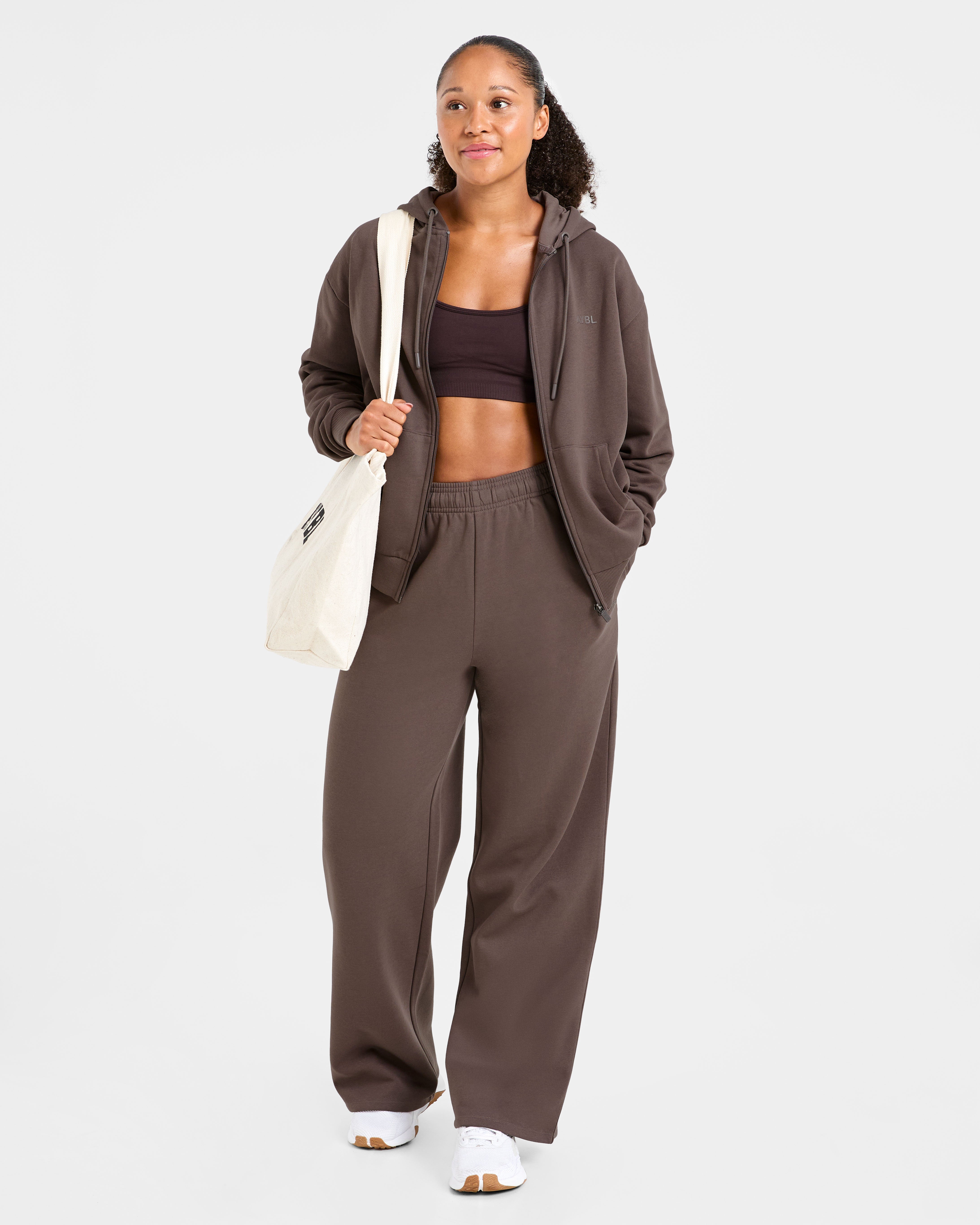 Lifestyle Oversized Straight Leg Joggers - Umber Braun