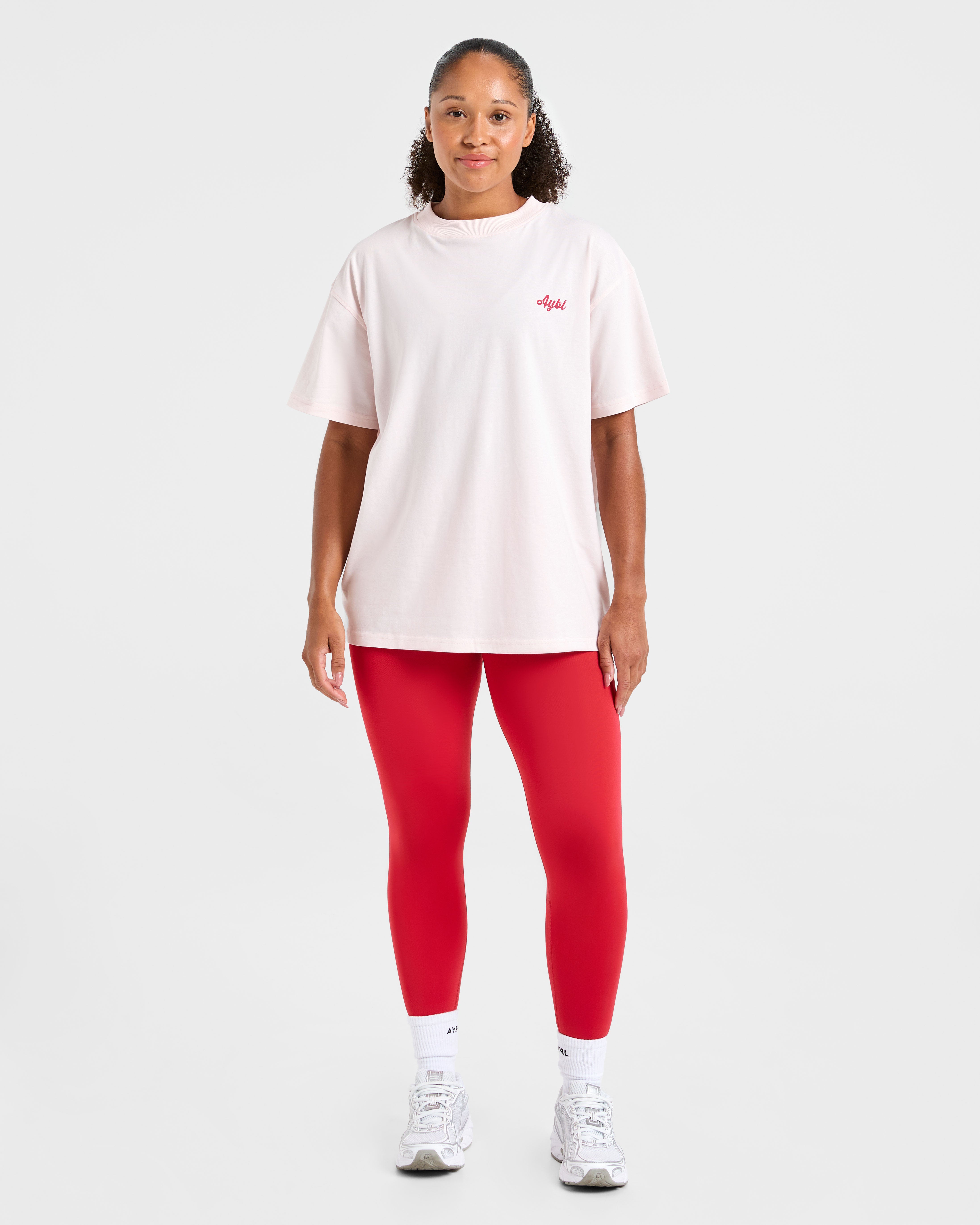 Retro Athletics Club Oversized T Shirt - Rosa