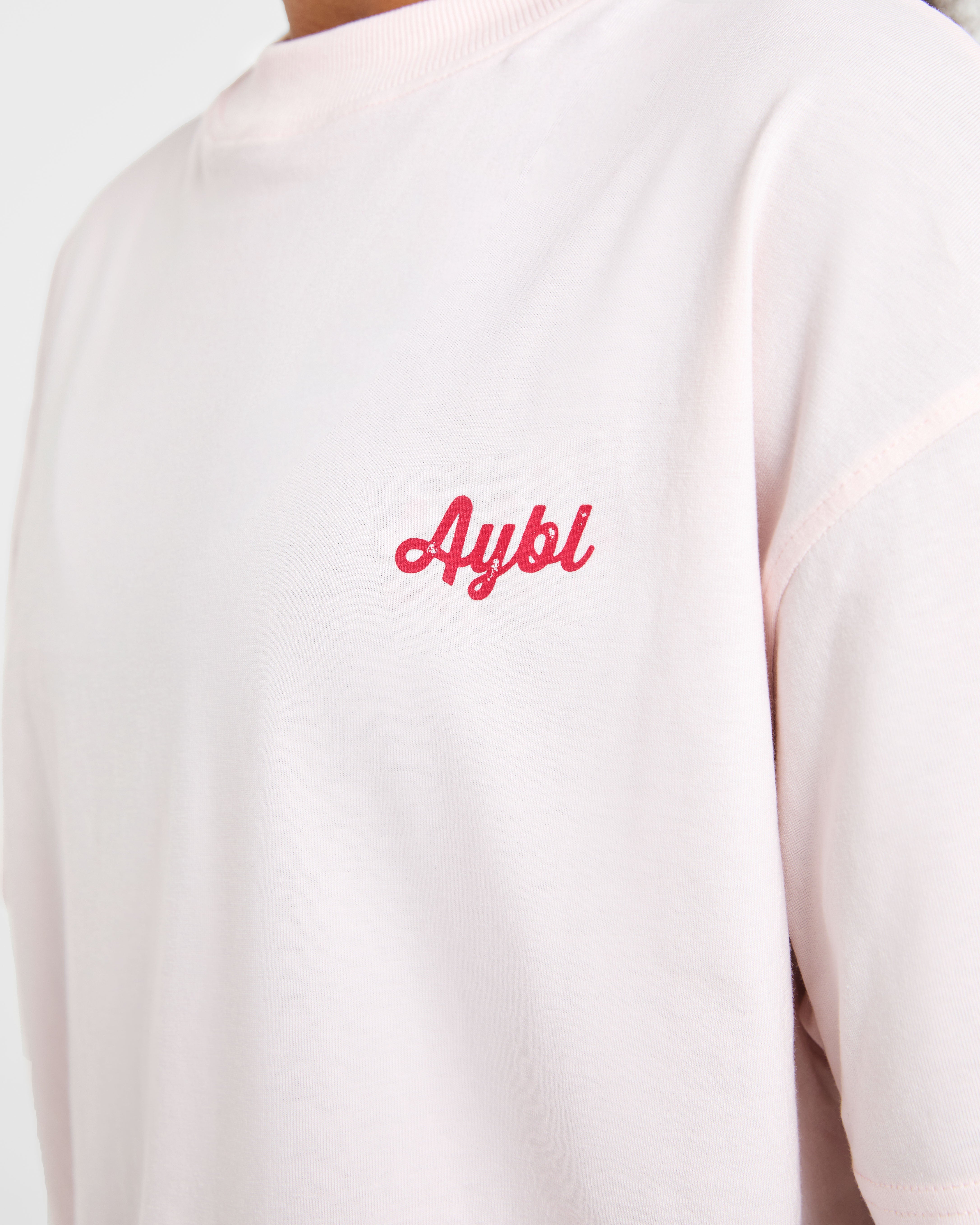 Retro Athletics Club Oversized T Shirt - Rosa