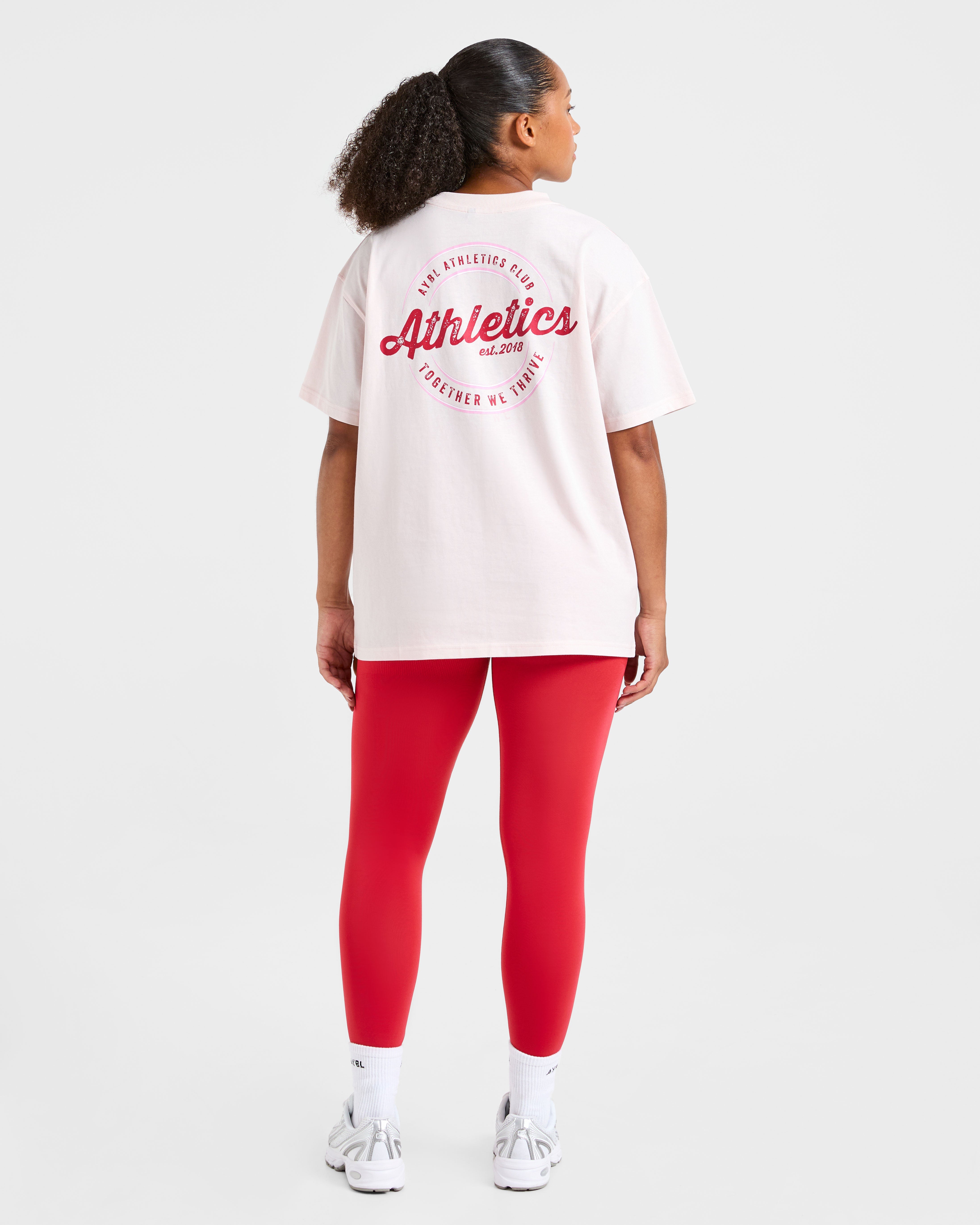 Retro Athletics Club Oversized T Shirt - Rosa