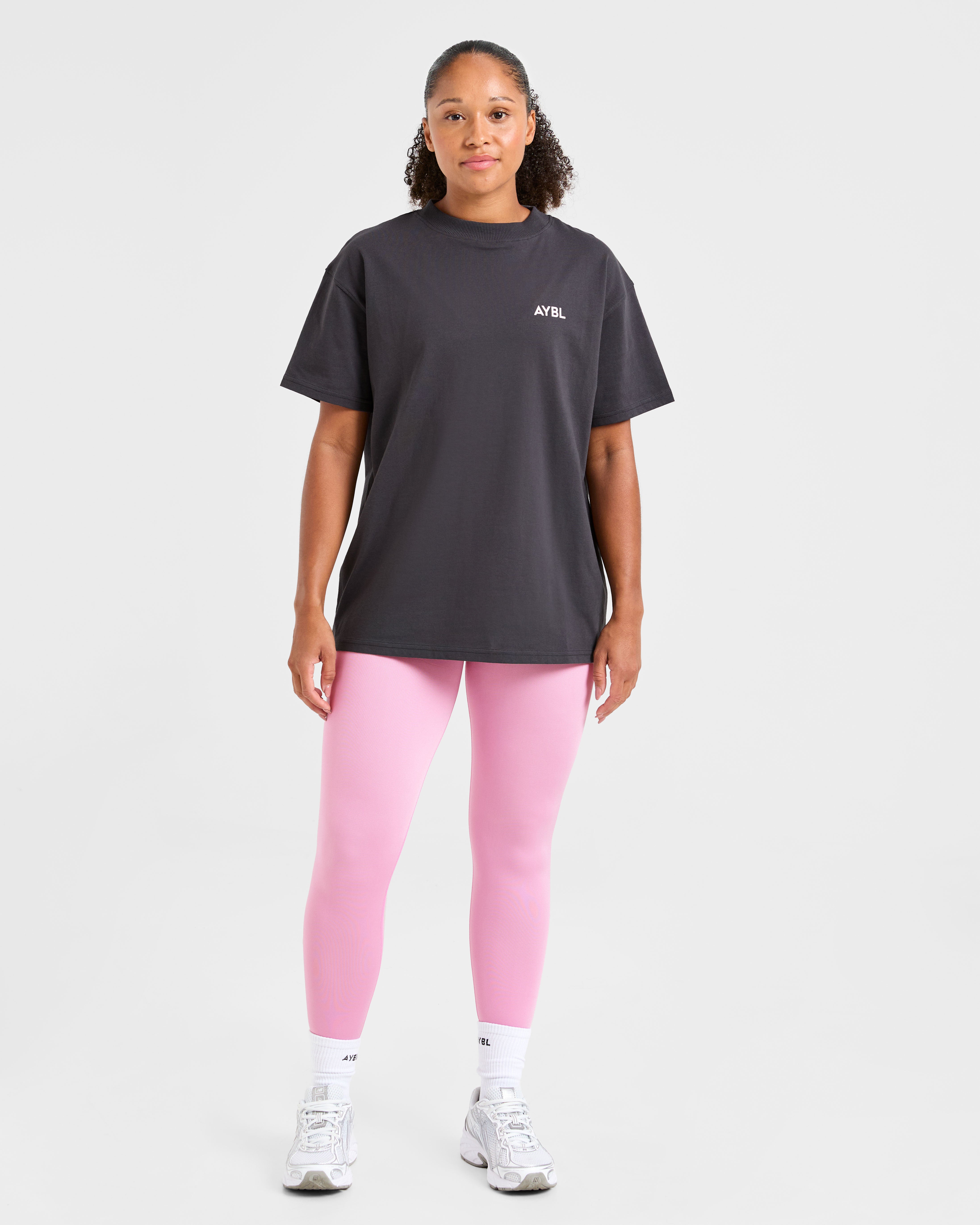 Lift Graphic Oversized T Shirt - Charcoal/Rosa