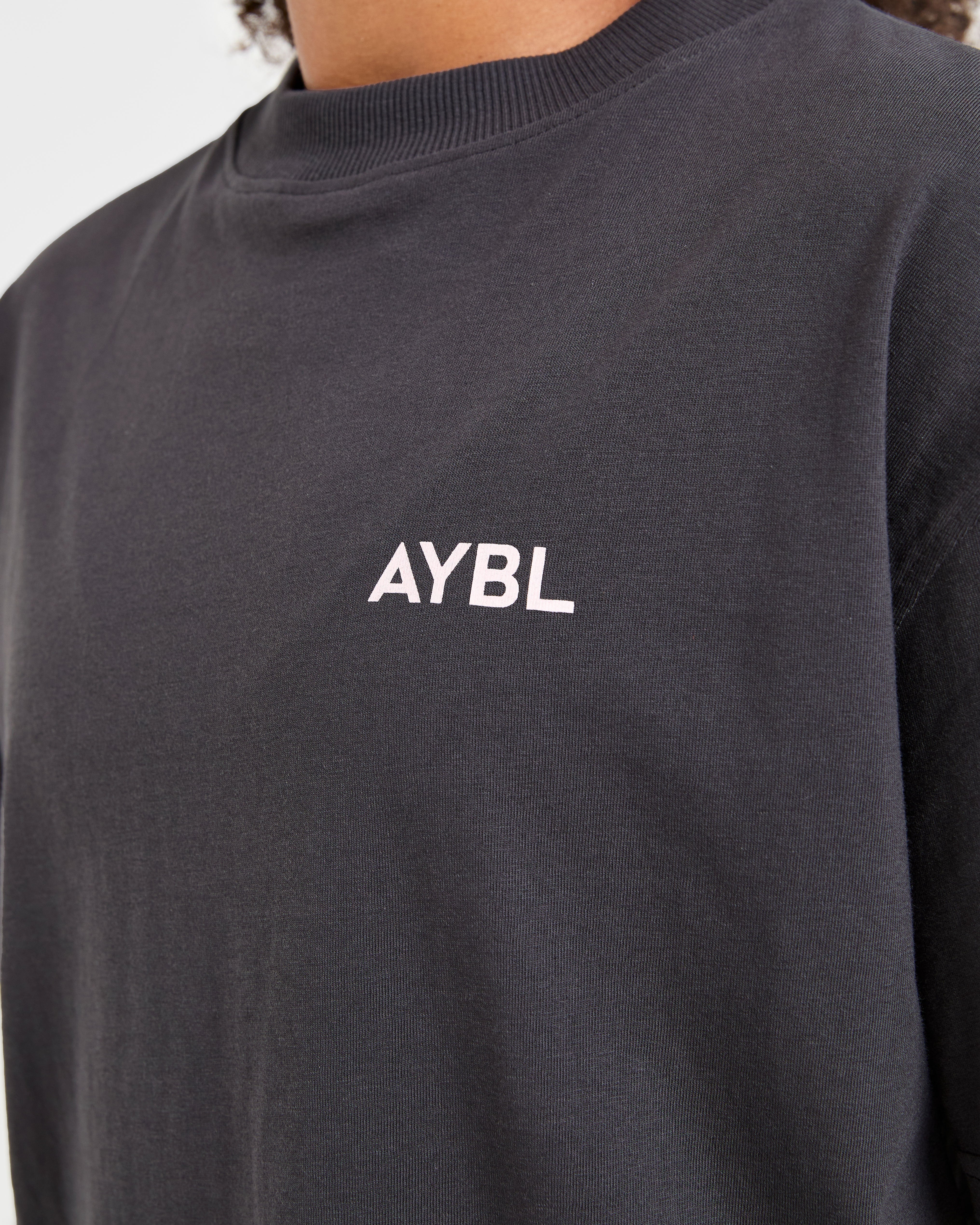 Lift Graphic Oversized T Shirt - Charcoal/Rosa