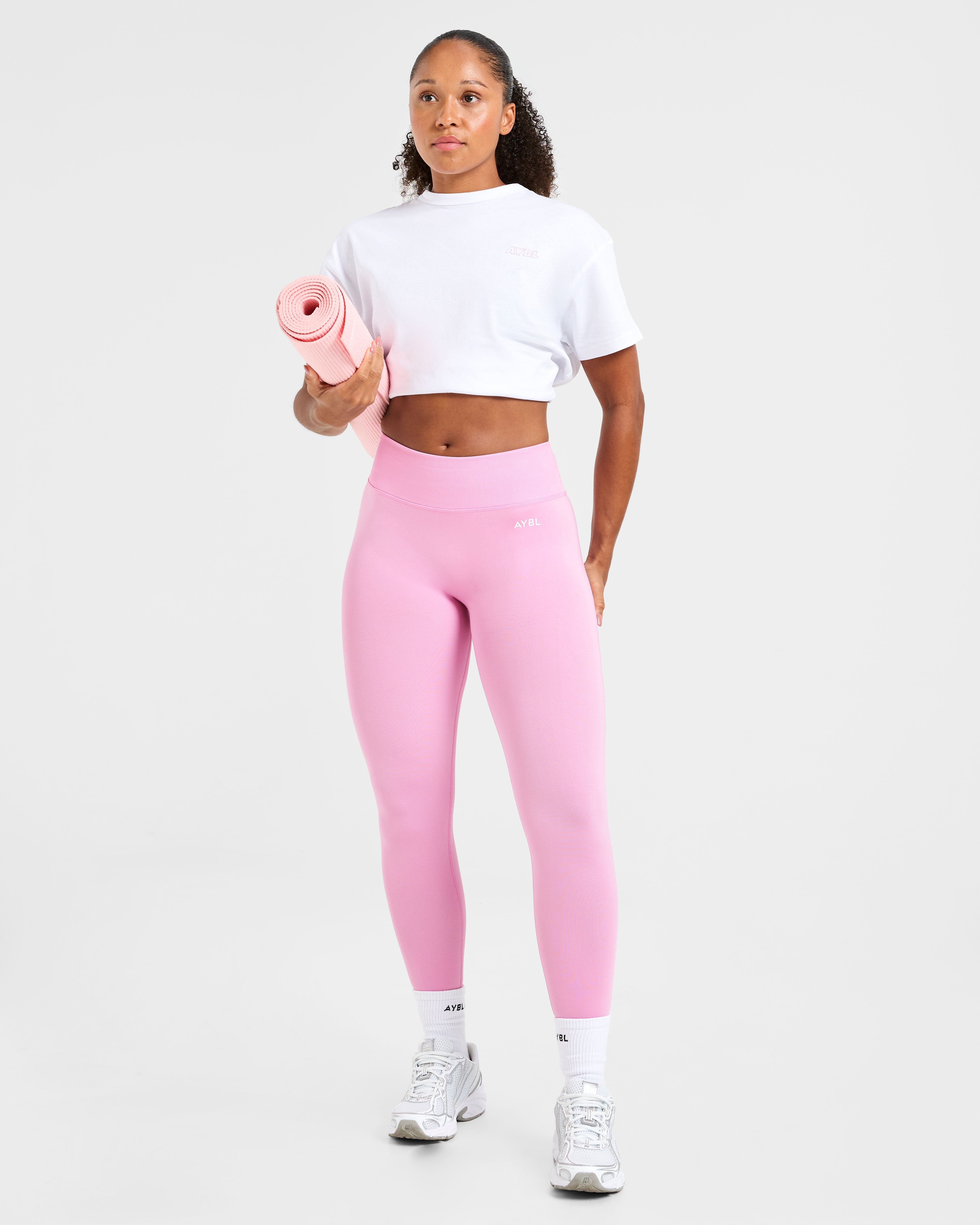 Strength Starts Here Oversized T Shirt - Weiß/Rosa