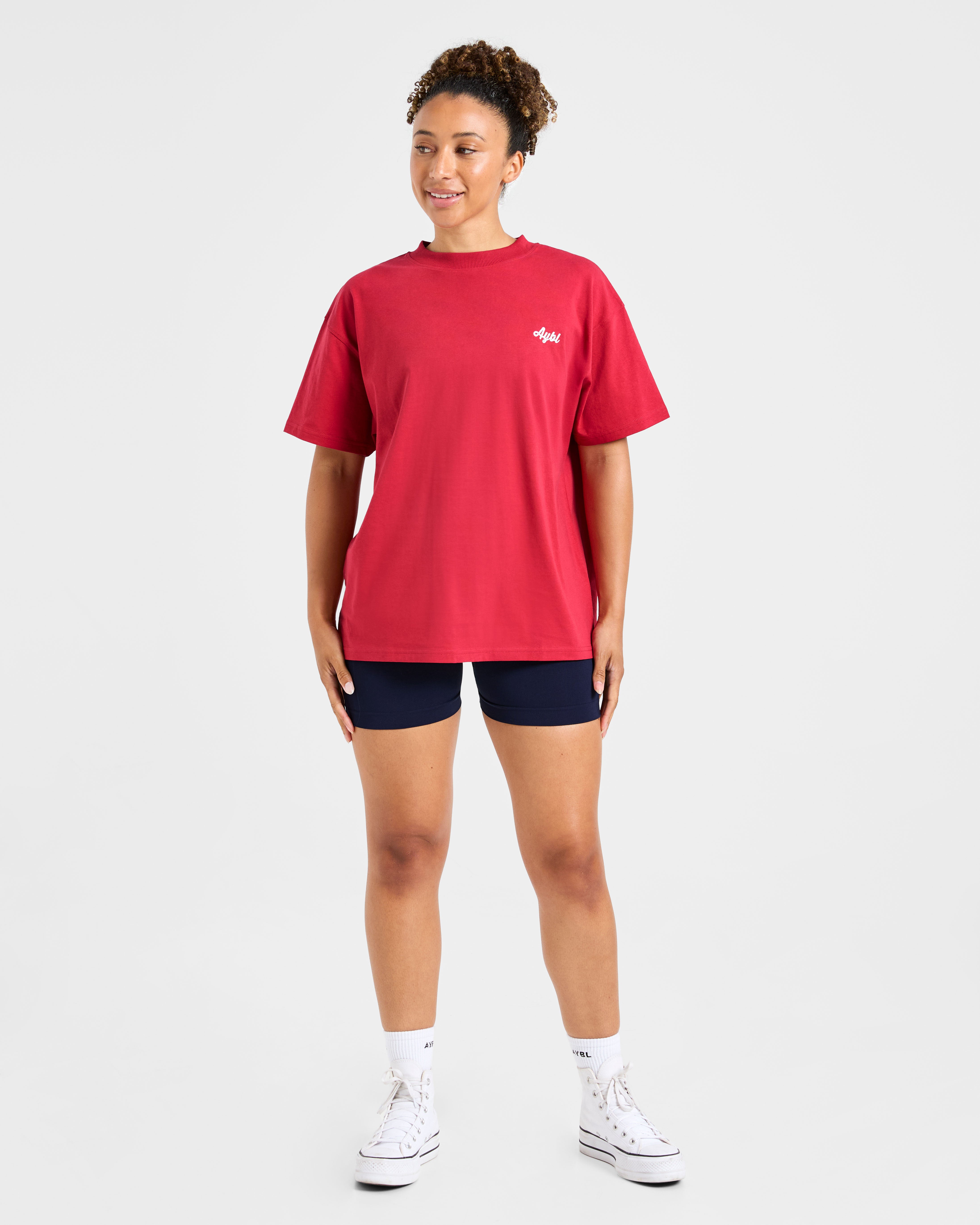 Retro Athletics Club Oversized T Shirt - Rot/Blau