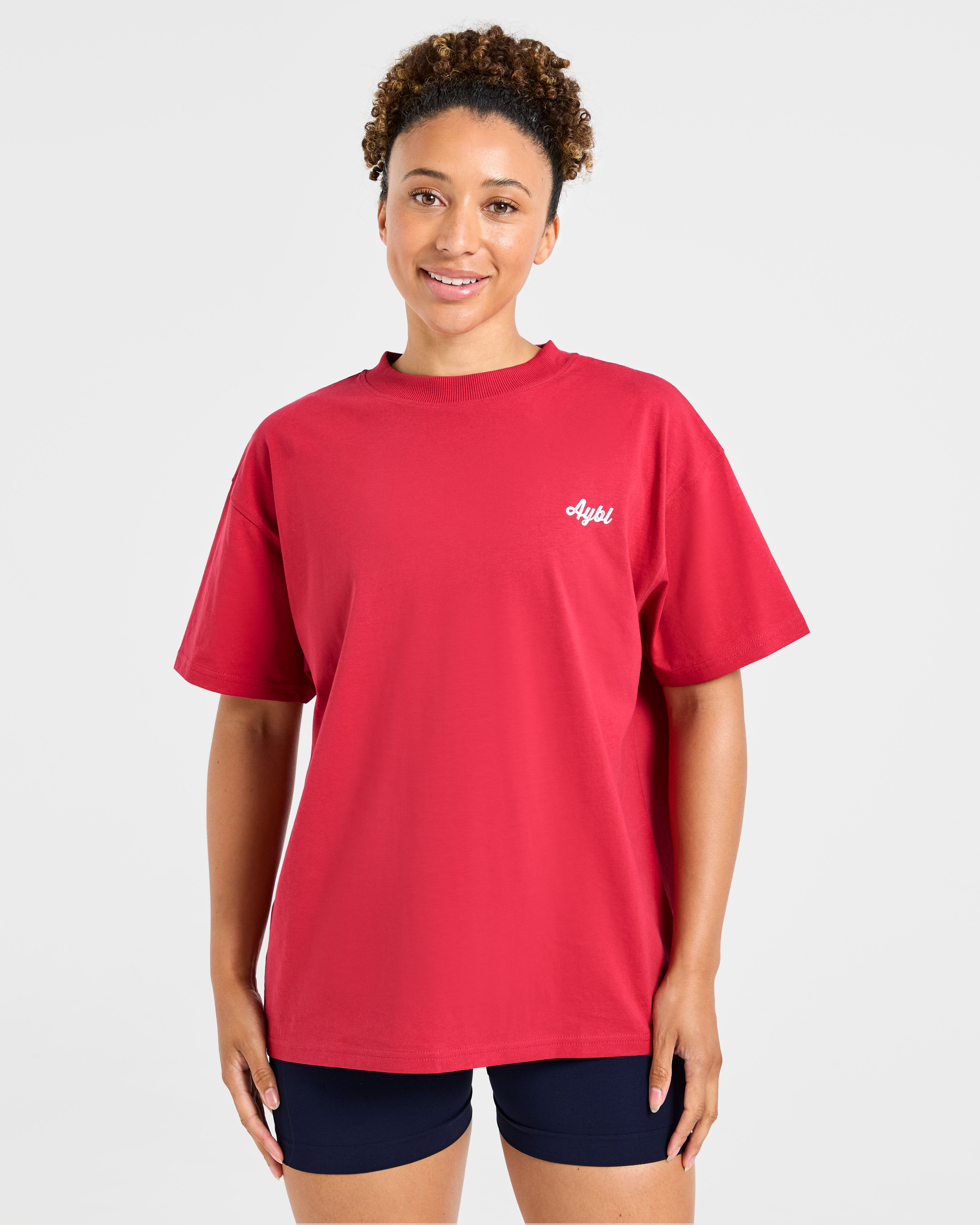 Retro Athletics Club Oversized T Shirt - Rot/Blau