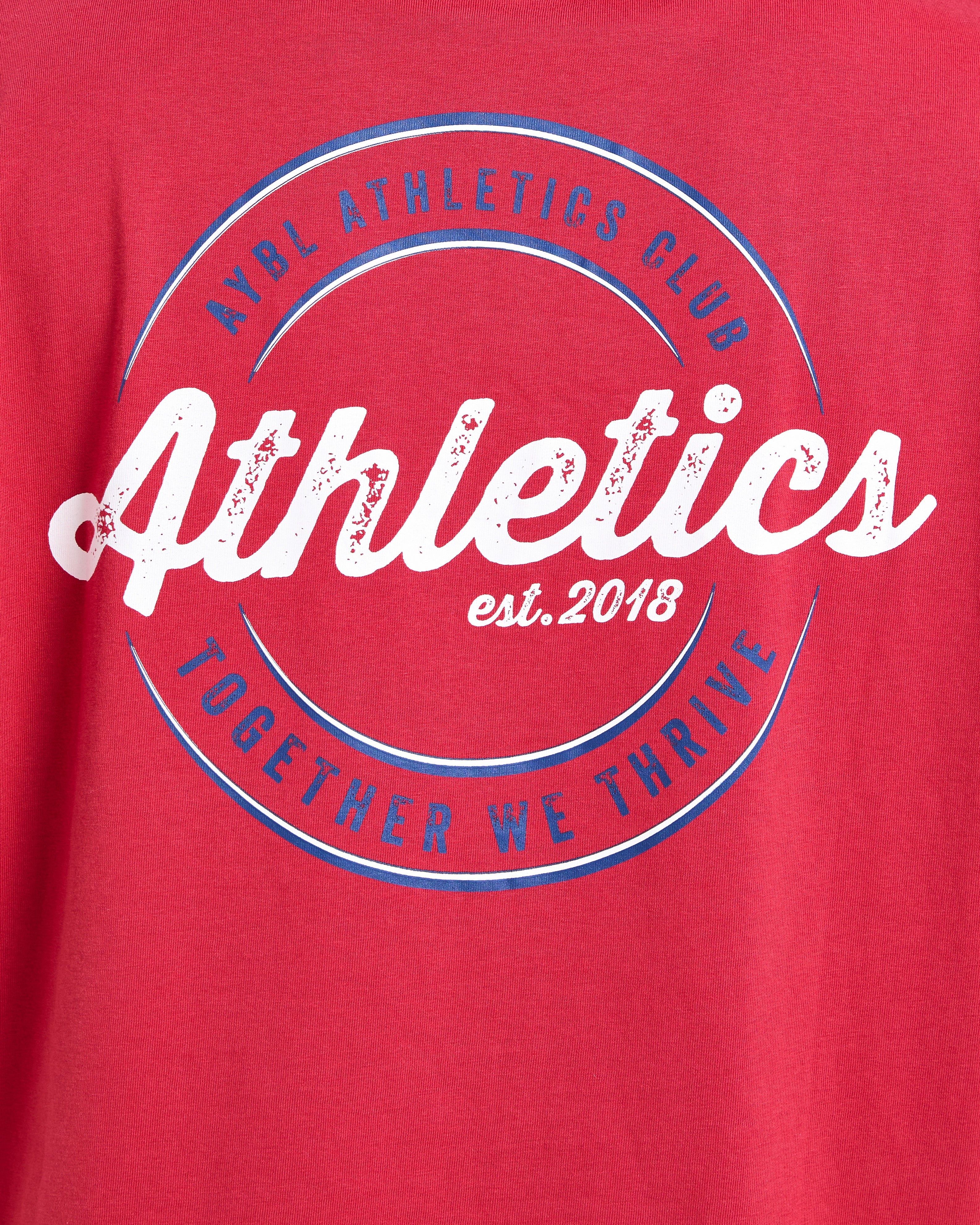 Retro Athletics Club Oversized T Shirt - Rot/Blau