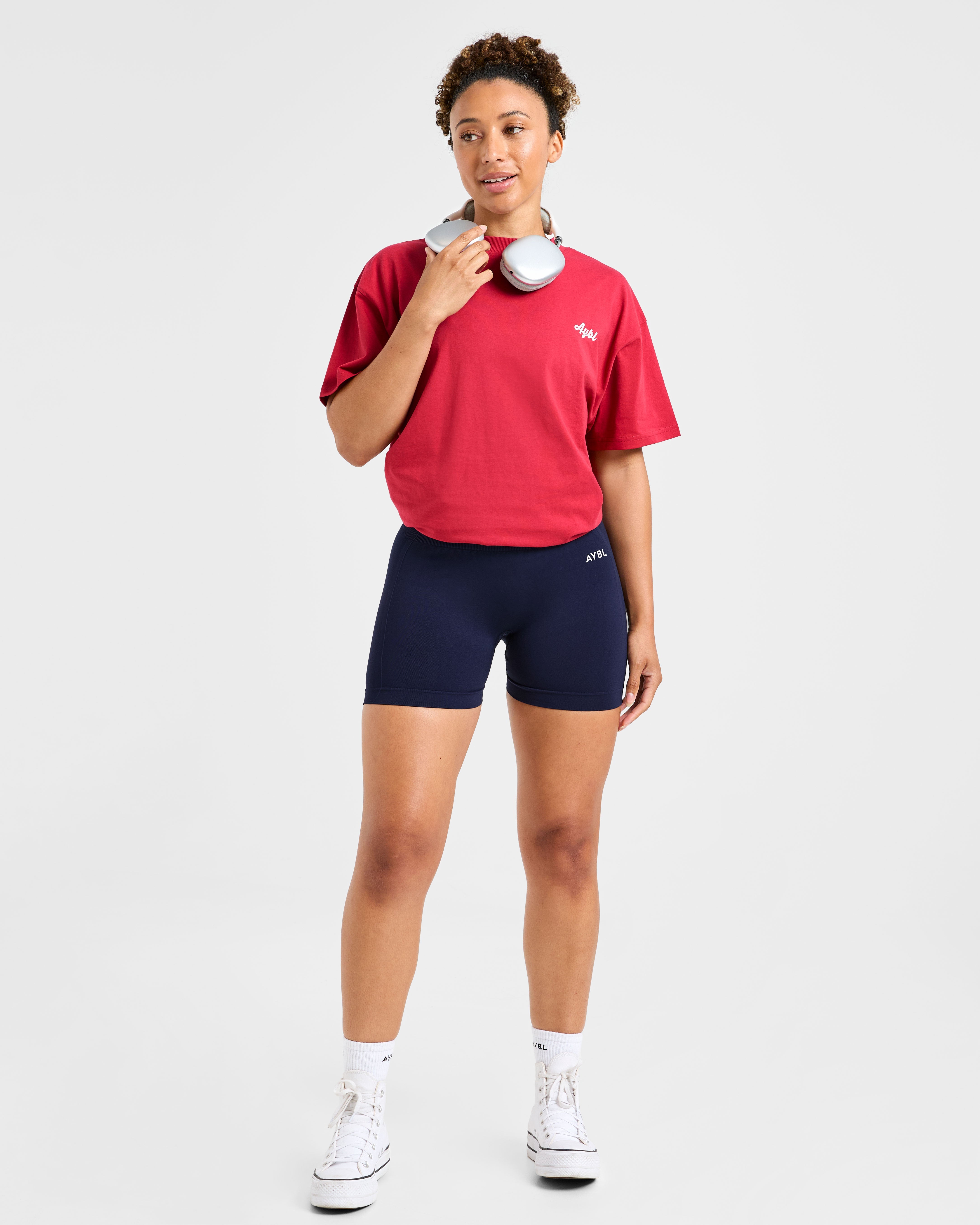 Retro Athletics Club Oversized T Shirt - Rot/Blau