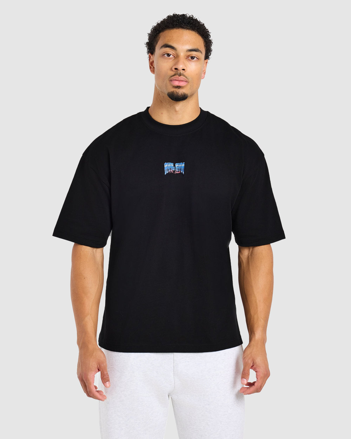 Anime Deadlift Dept Oversized T Shirt - Schwarz/Blau
