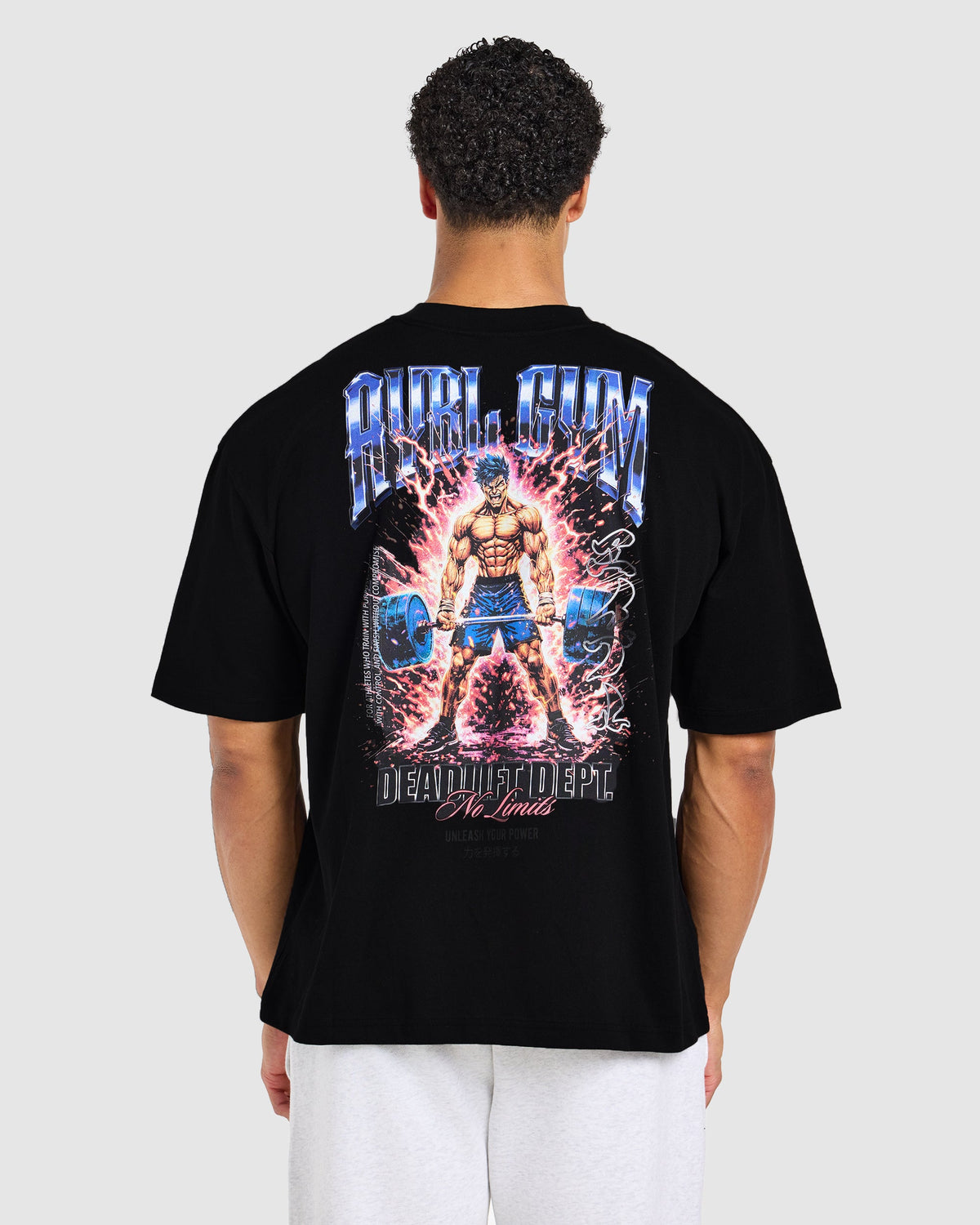 Anime Deadlift Dept Oversized T Shirt - Schwarz/Blau
