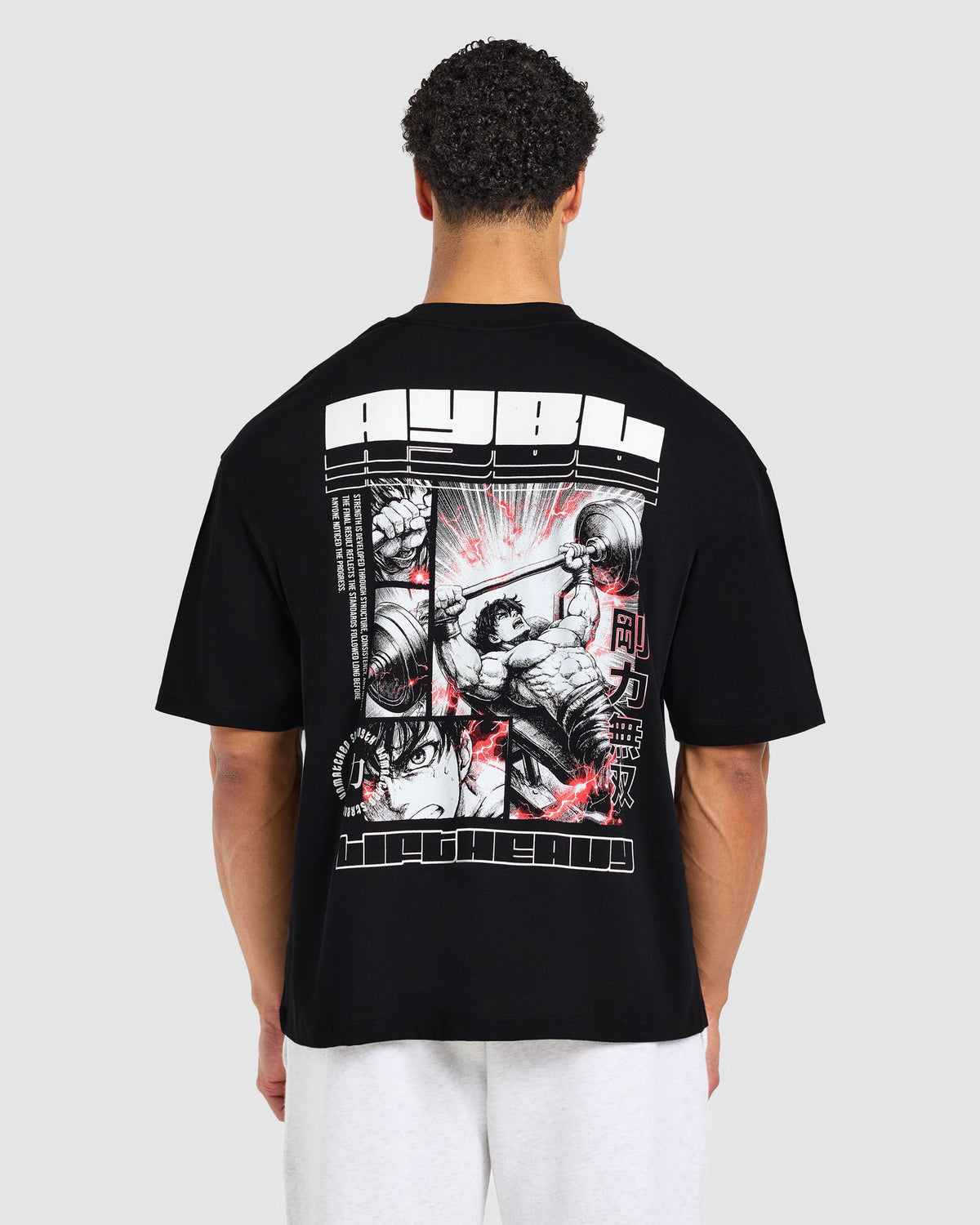 Anime Bench Press Oversized T Shirt - Schwarz