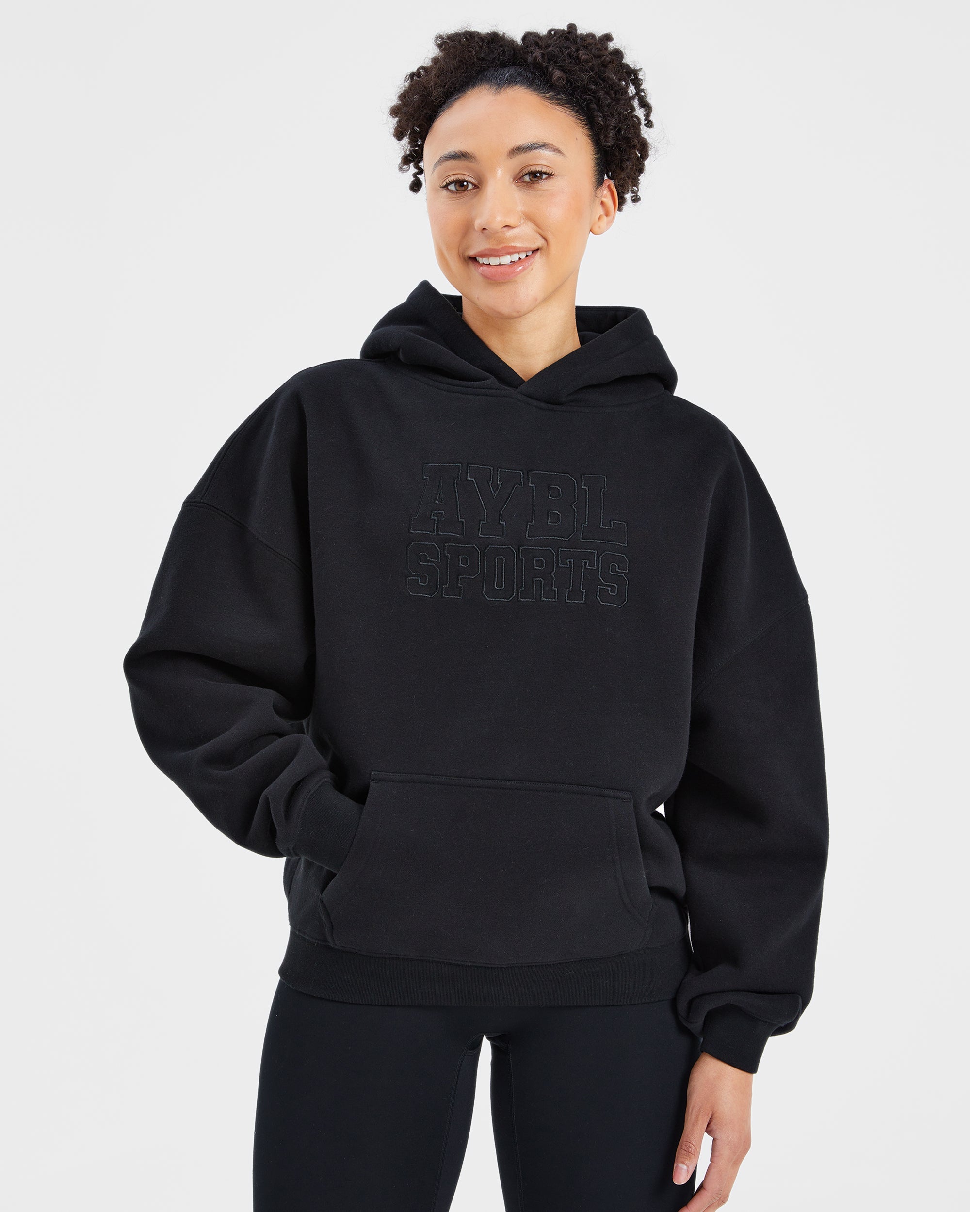 Sport Outline Oversized Hoodie - Schwarz