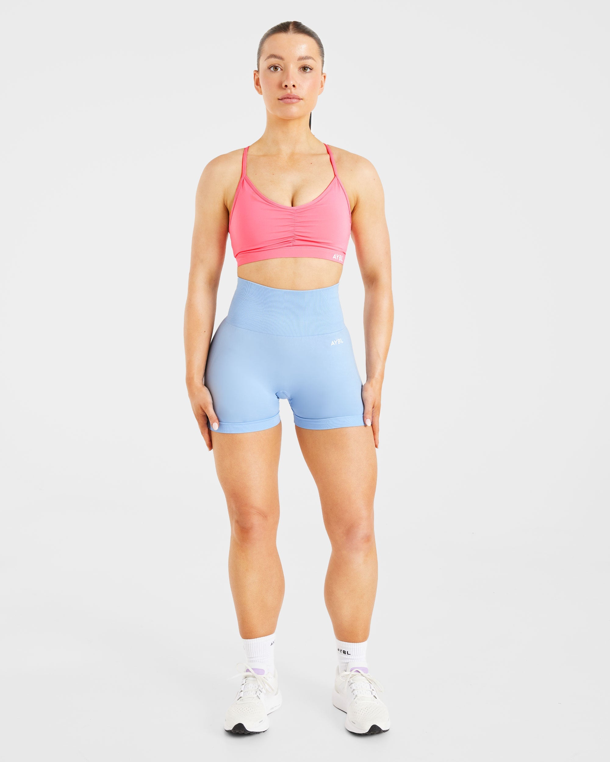 Essential Ruched Sports Bra - Coral Rosa