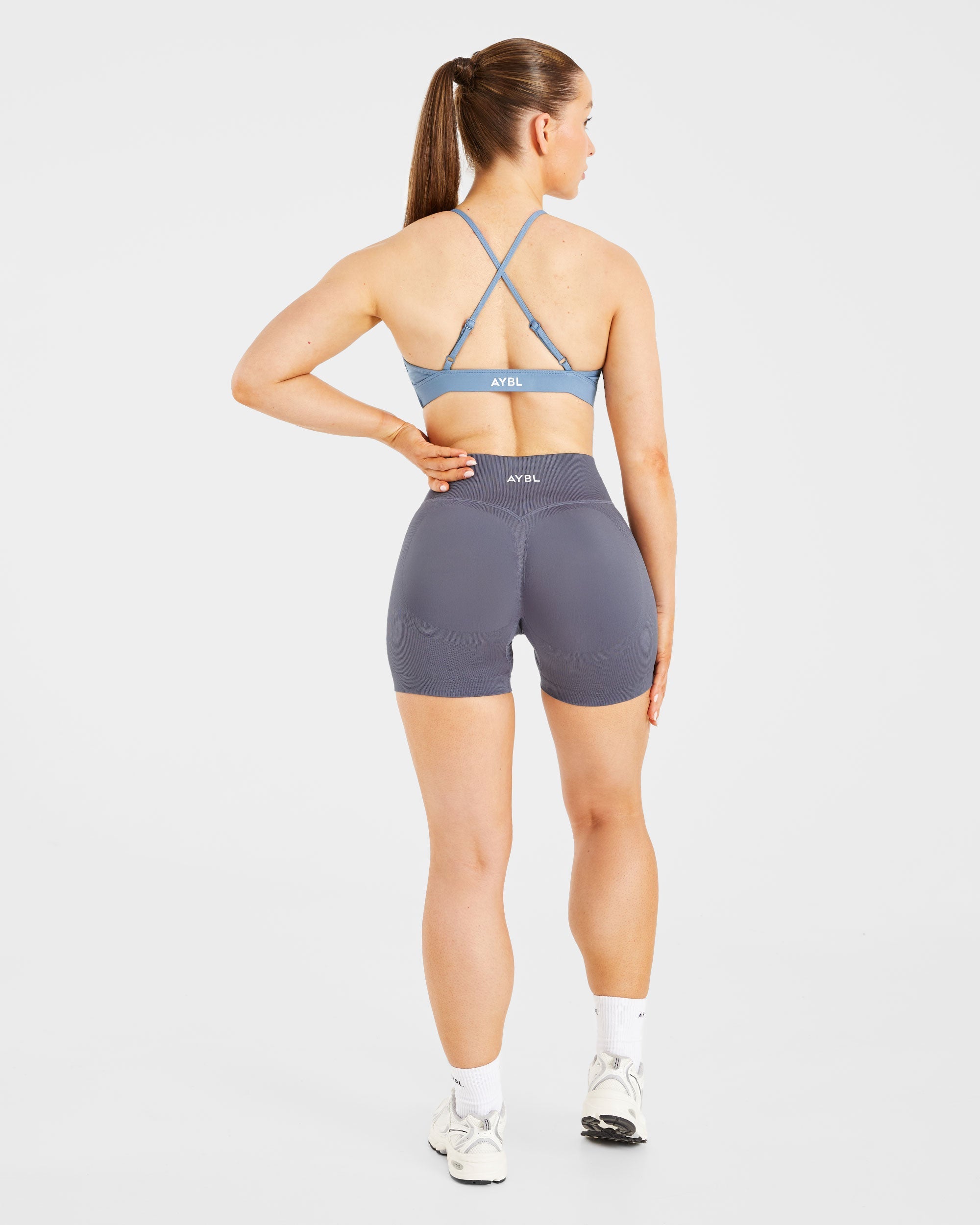 Essential Twist Crossback Sports Bra - Slate Blau