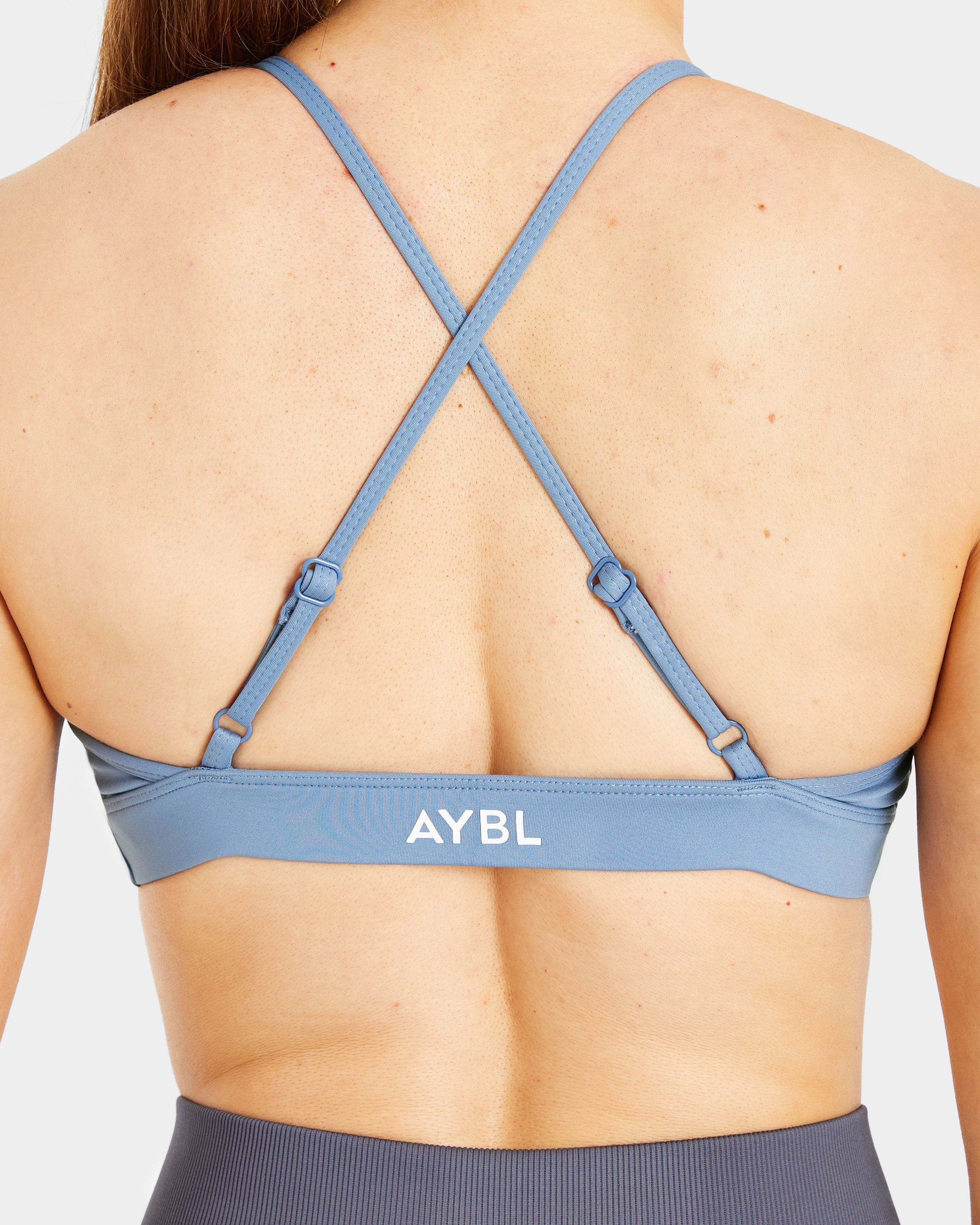 Essential Twist Crossback Sports Bra - Slate Blau
