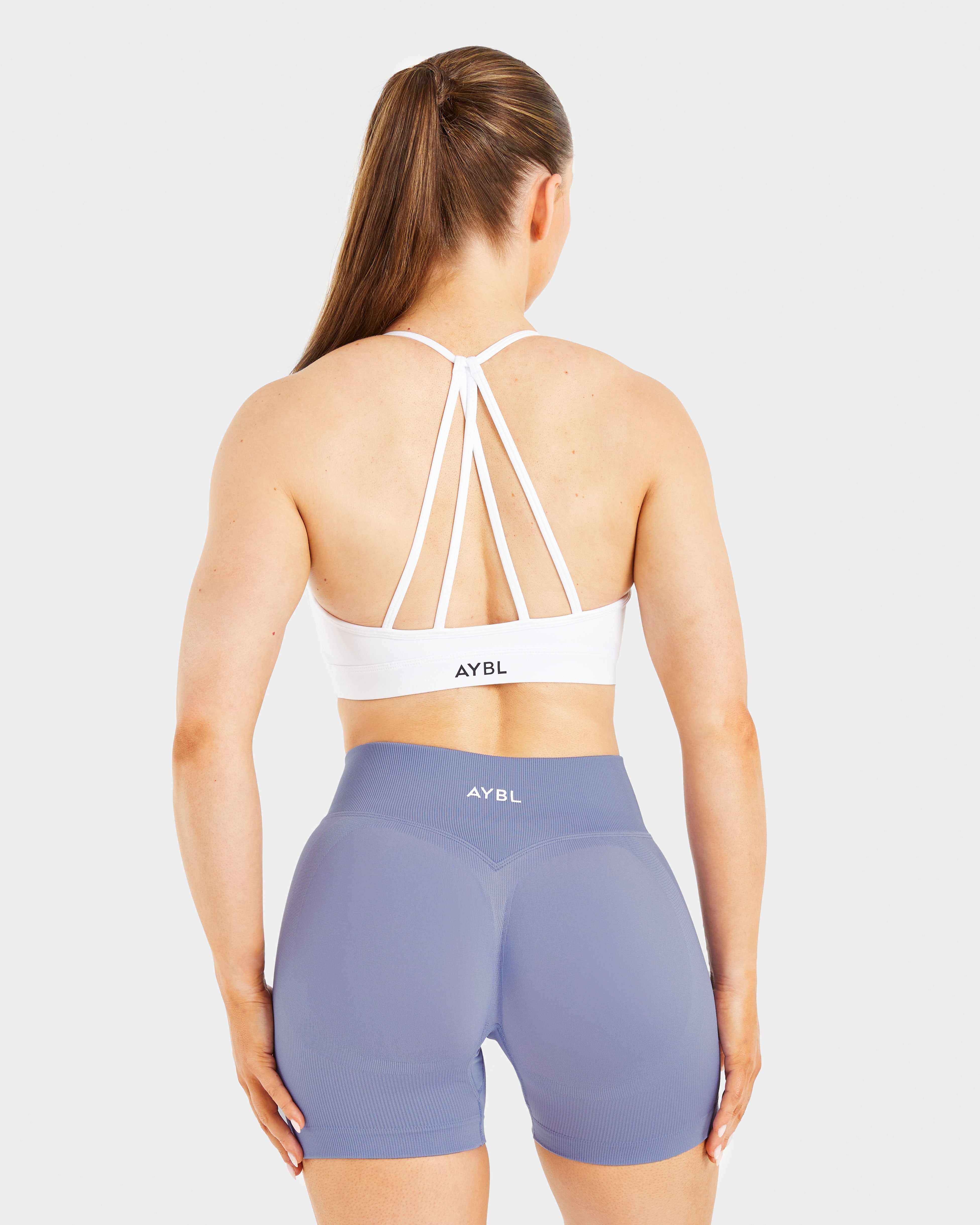 Essential V Neck Strappy Sports Bra - Weiß