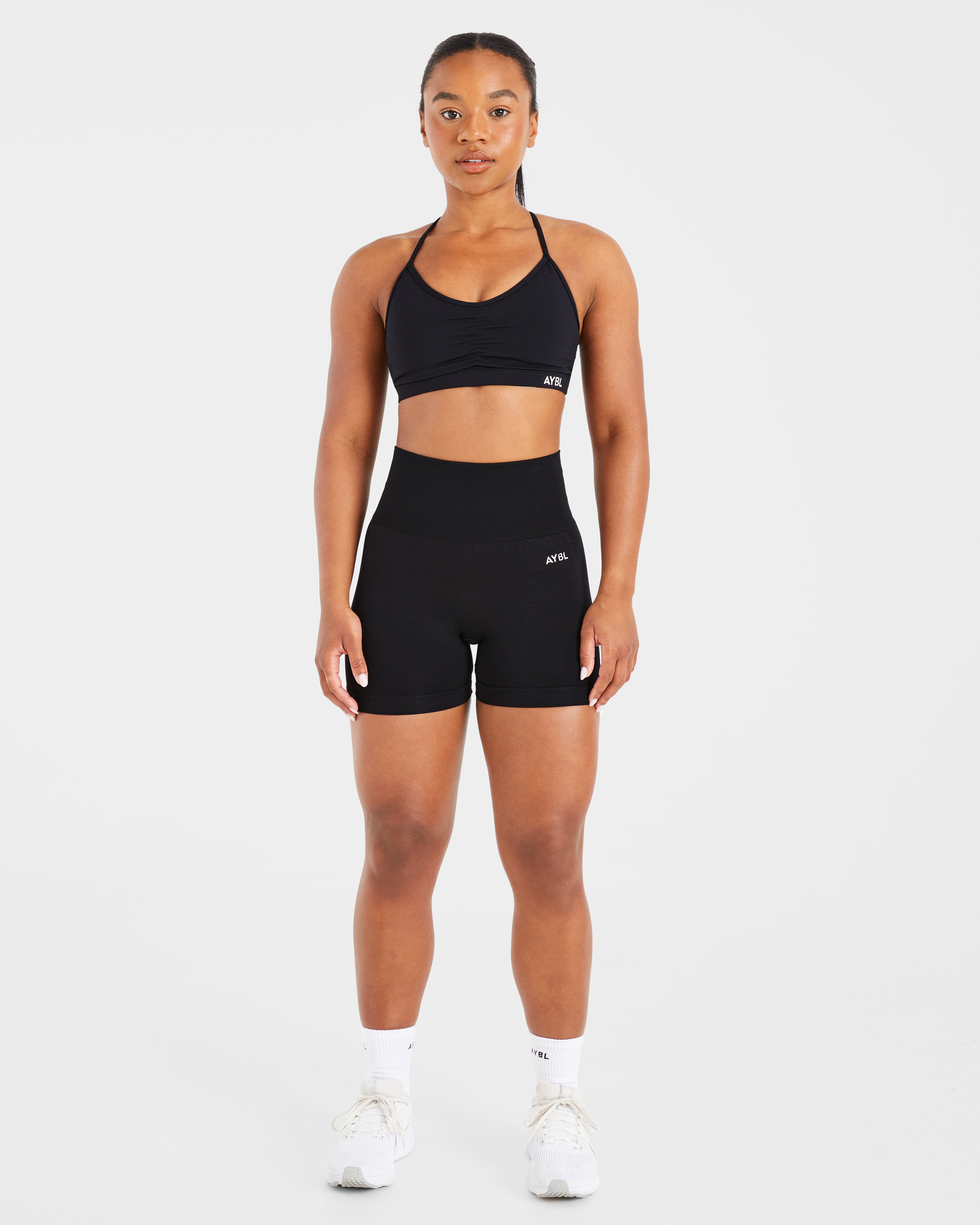 Essential Ruched Sports Bra - Schwarz