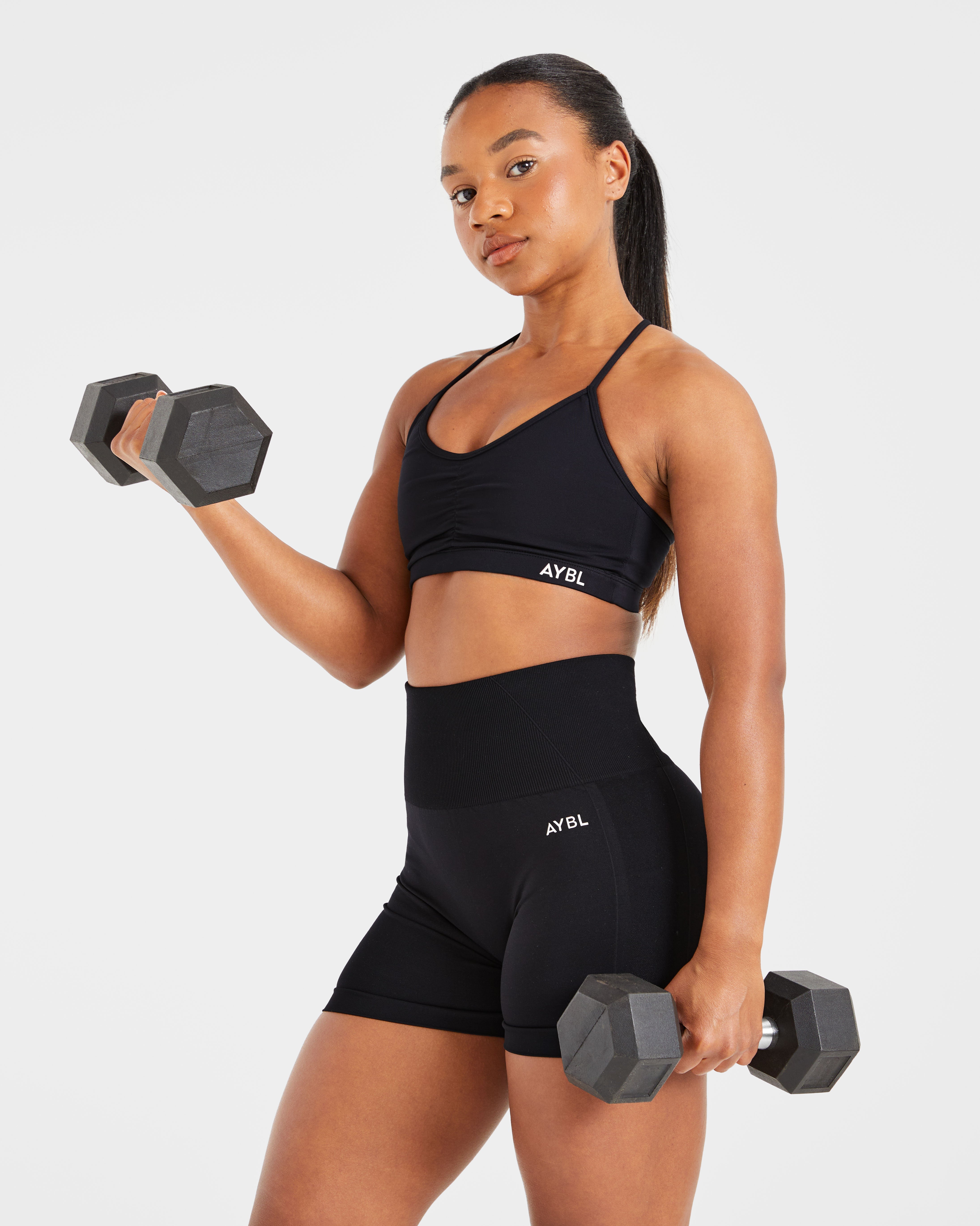 Essential Ruched Sports Bra - Schwarz