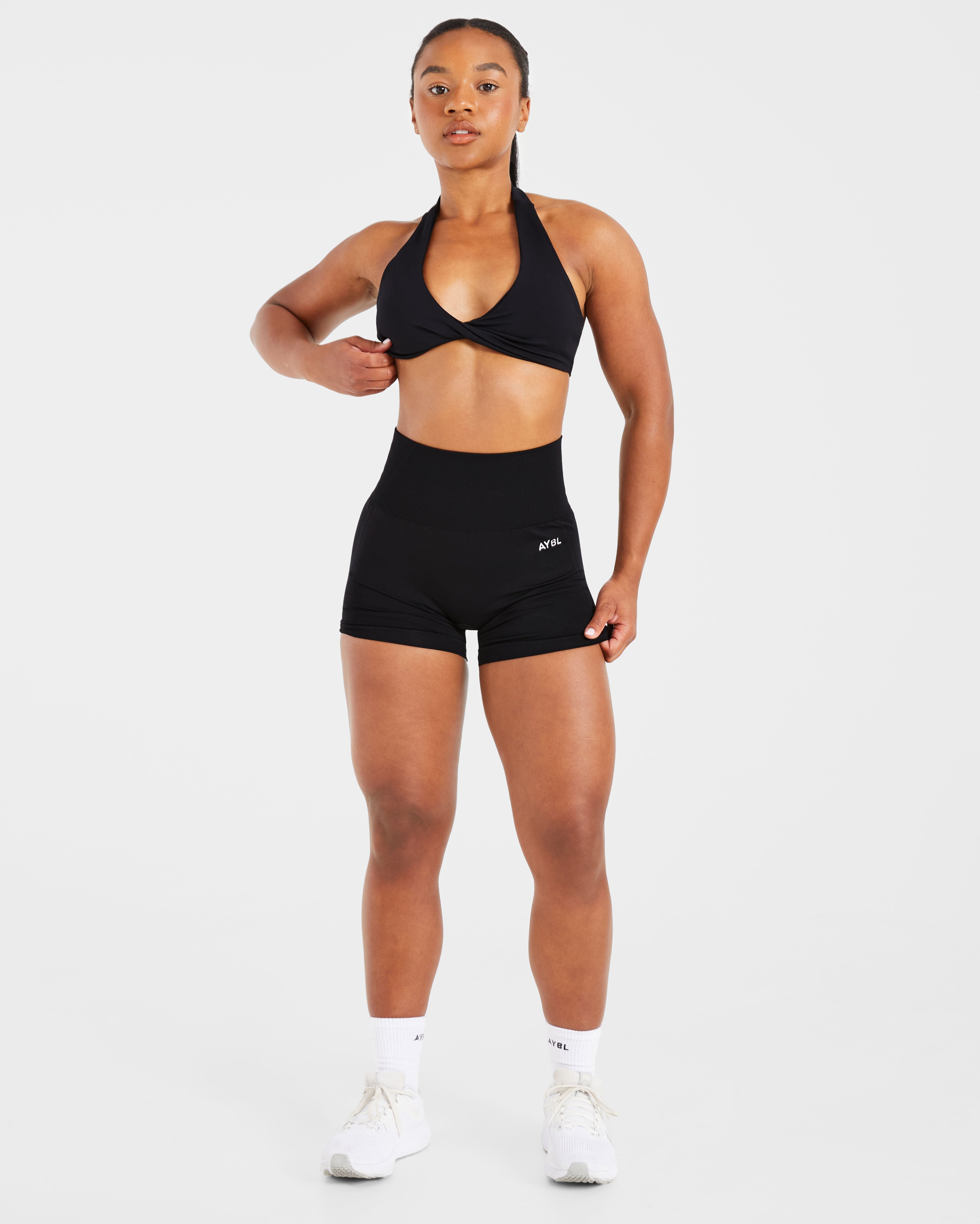 Essential Halterneck Sports Bra - Schwarz