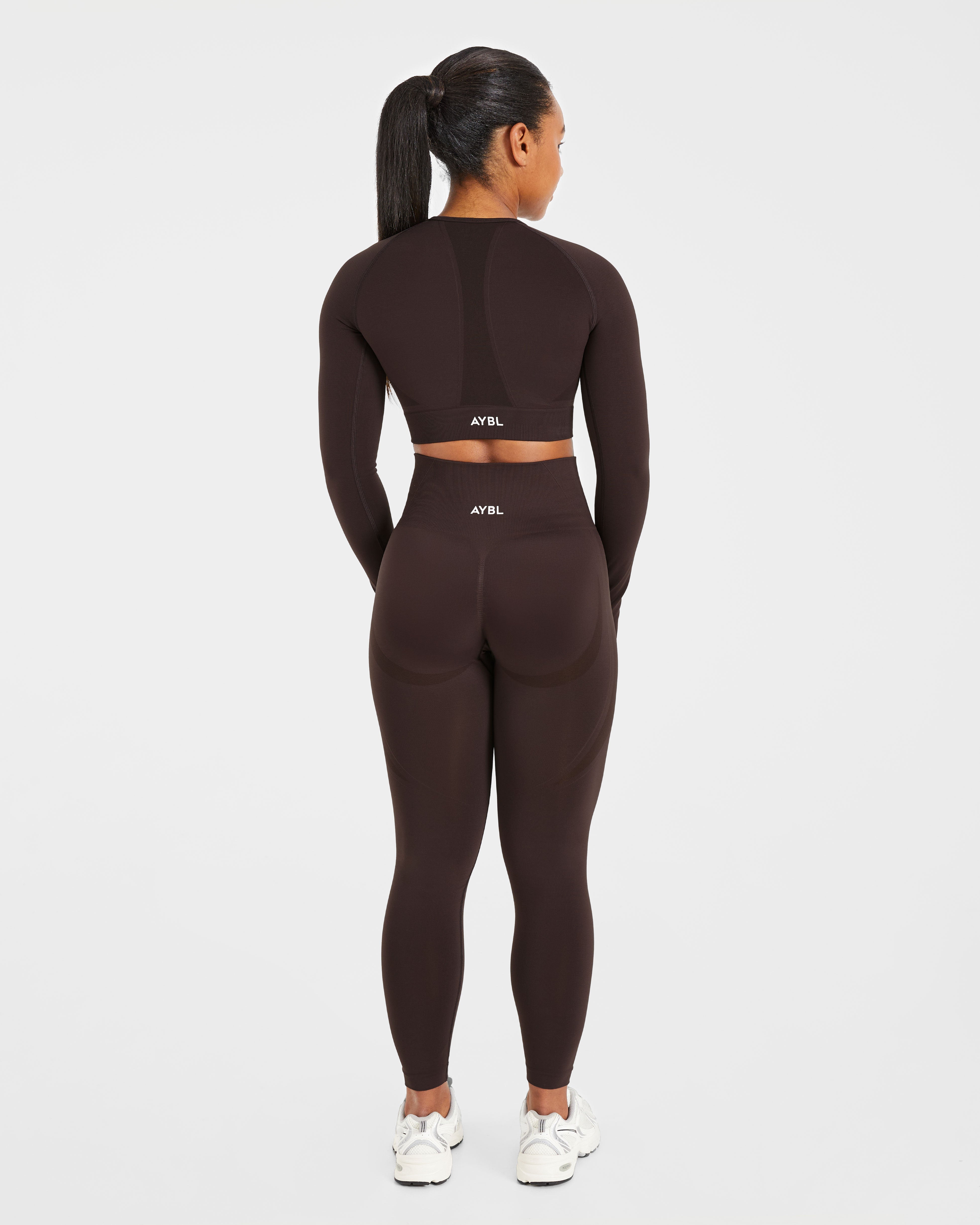 Empower Seamless Long Sleeve Crop Top - Cocoa Braun