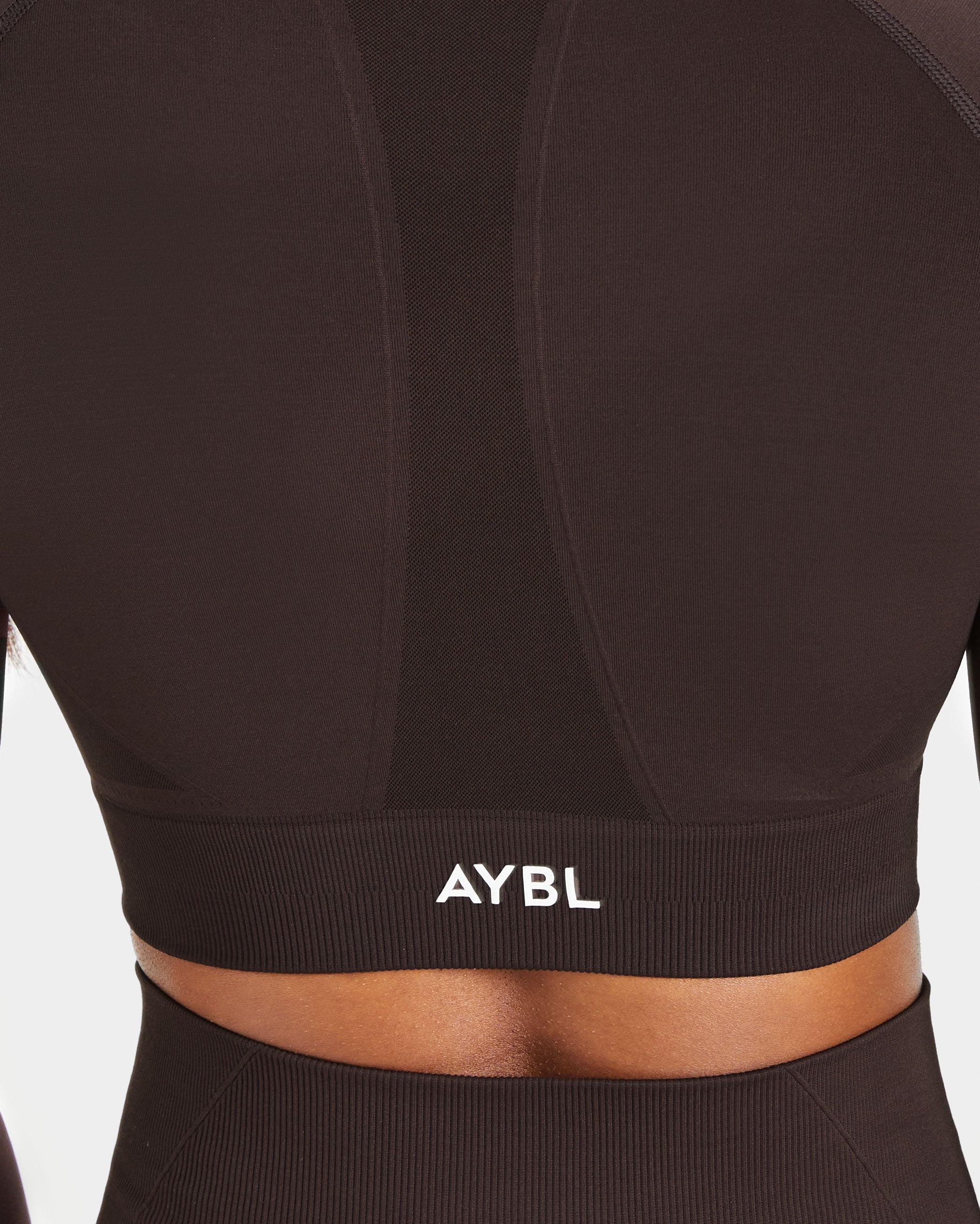 Empower Seamless Long Sleeve Crop Top - Cocoa Braun