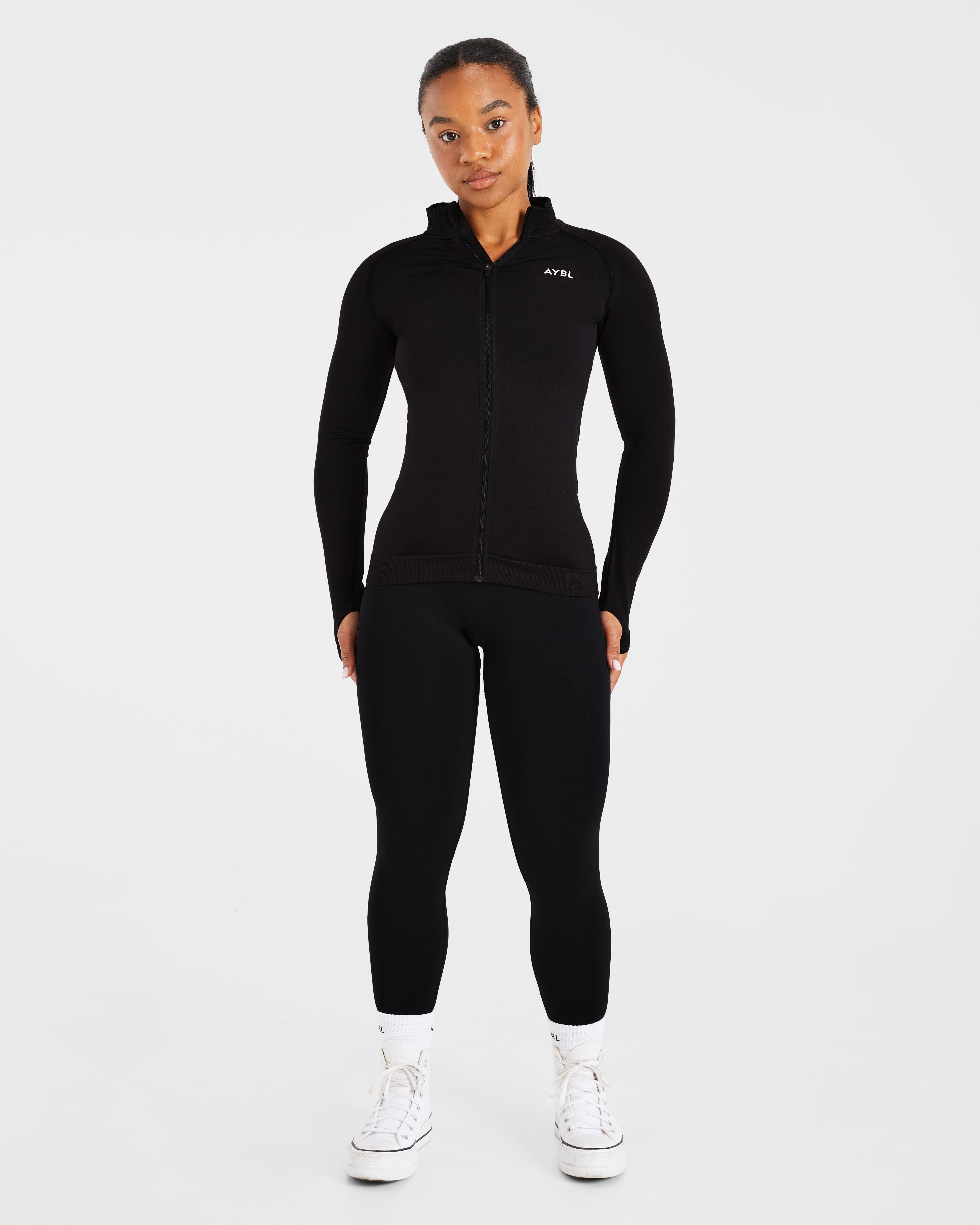 Essential Seamless Zip Jacket - Schwarz