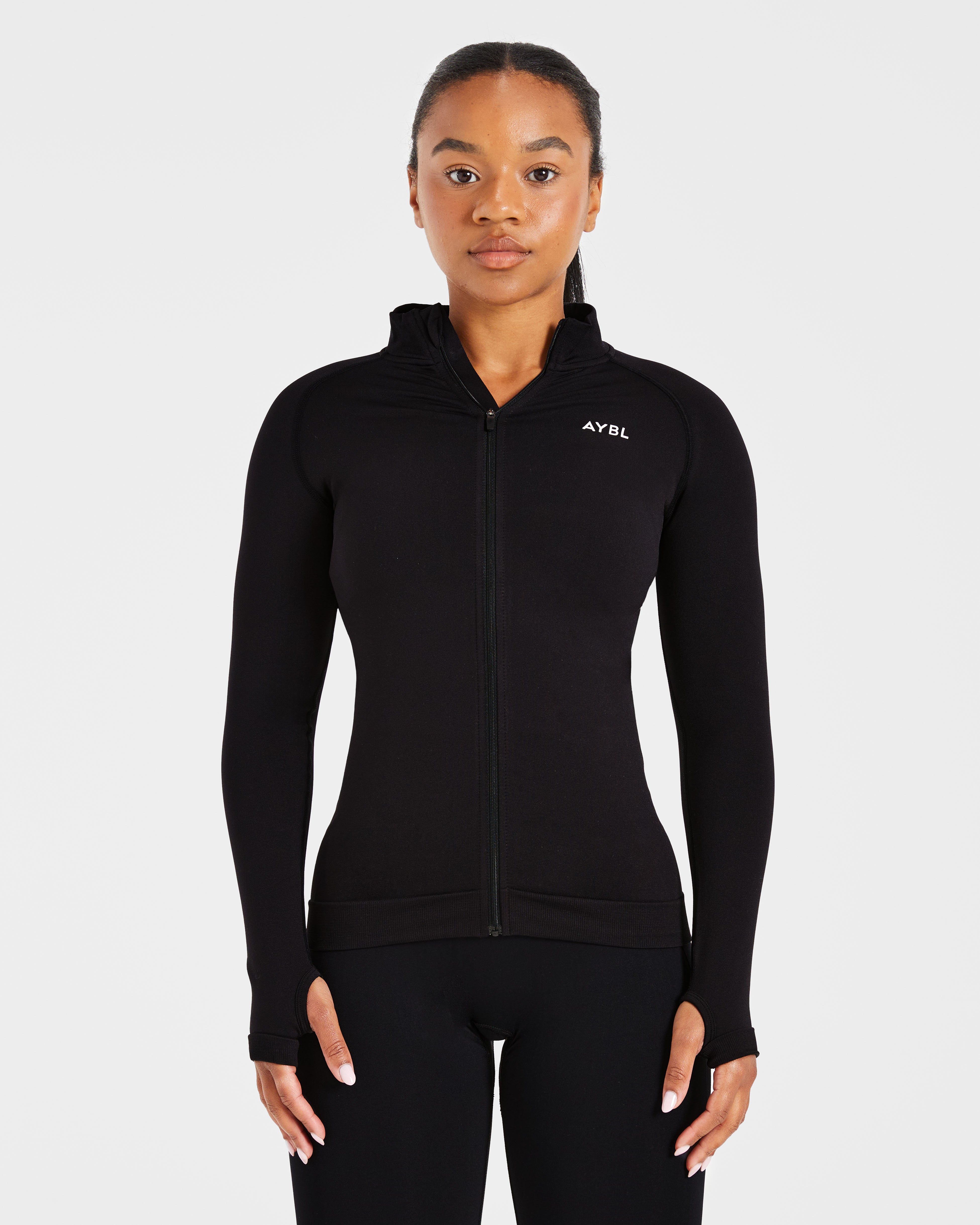 Essential Seamless Zip Jacket - Schwarz