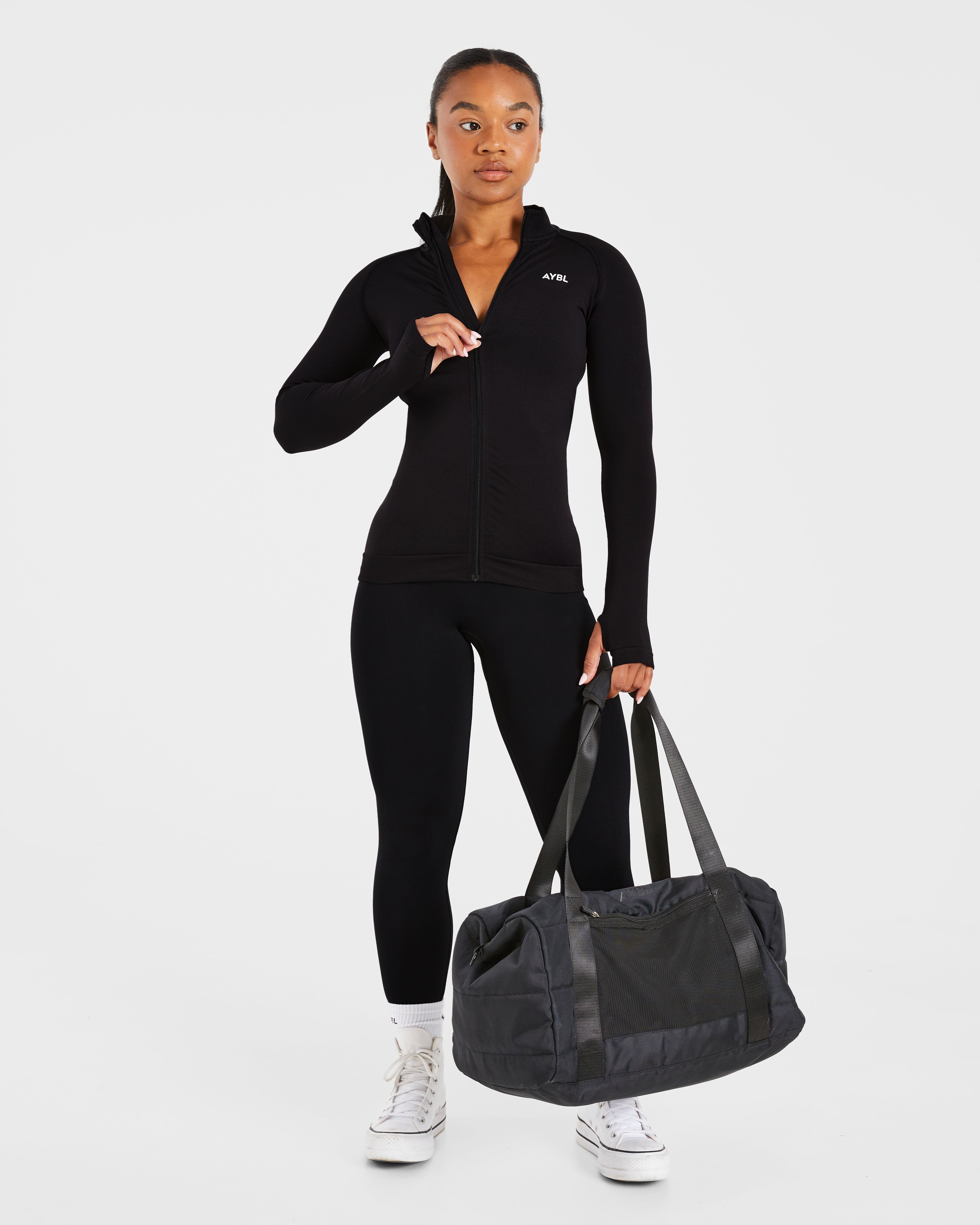 Essential Seamless Zip Jacket - Schwarz