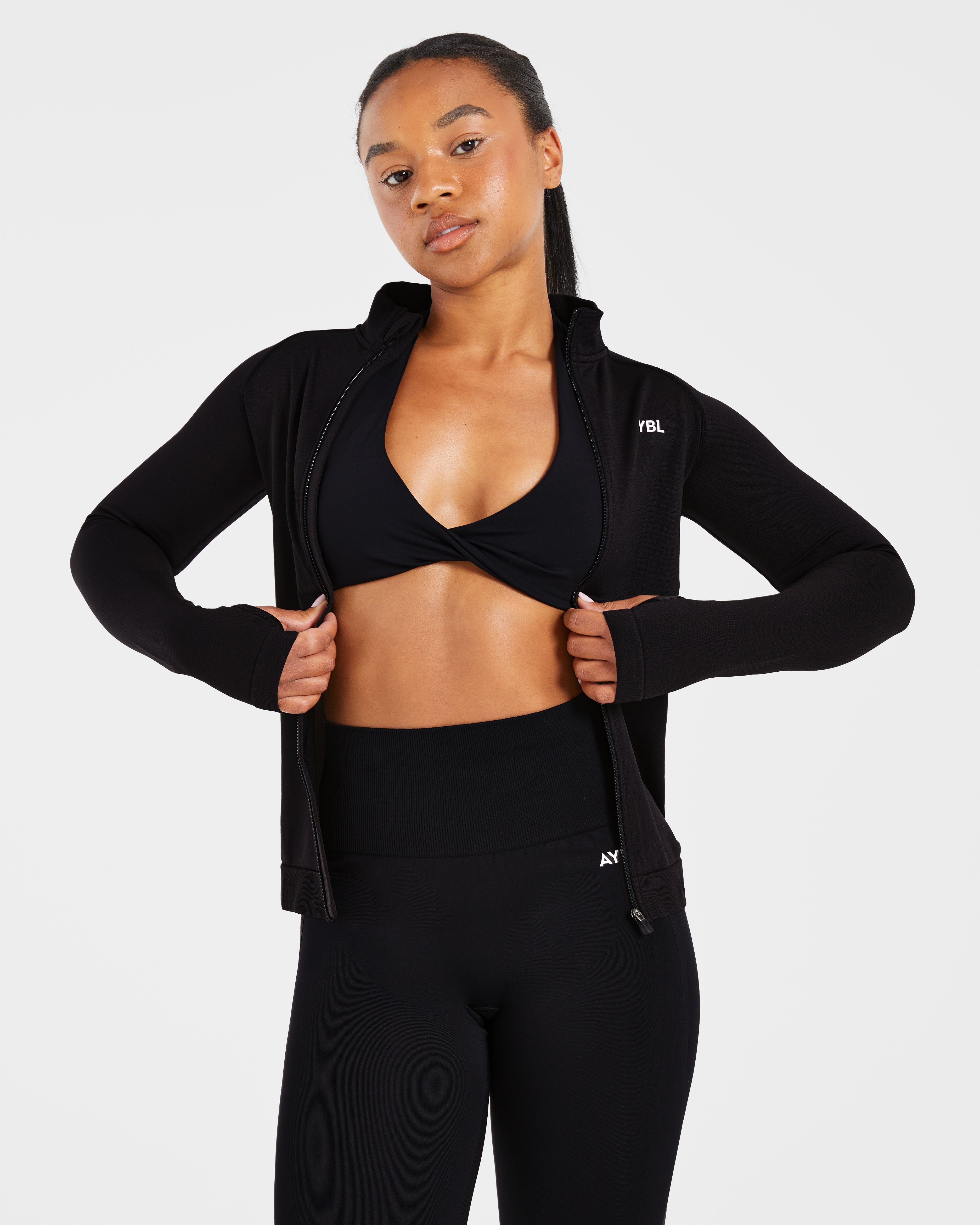 Essential Seamless Zip Jacket - Schwarz