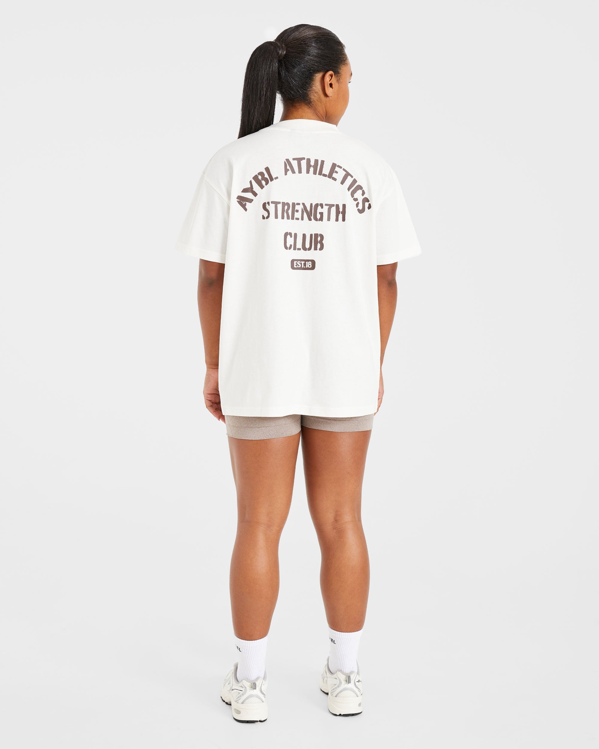 Athletics Strength Club Oversized T Shirt - Off Wit/Braun