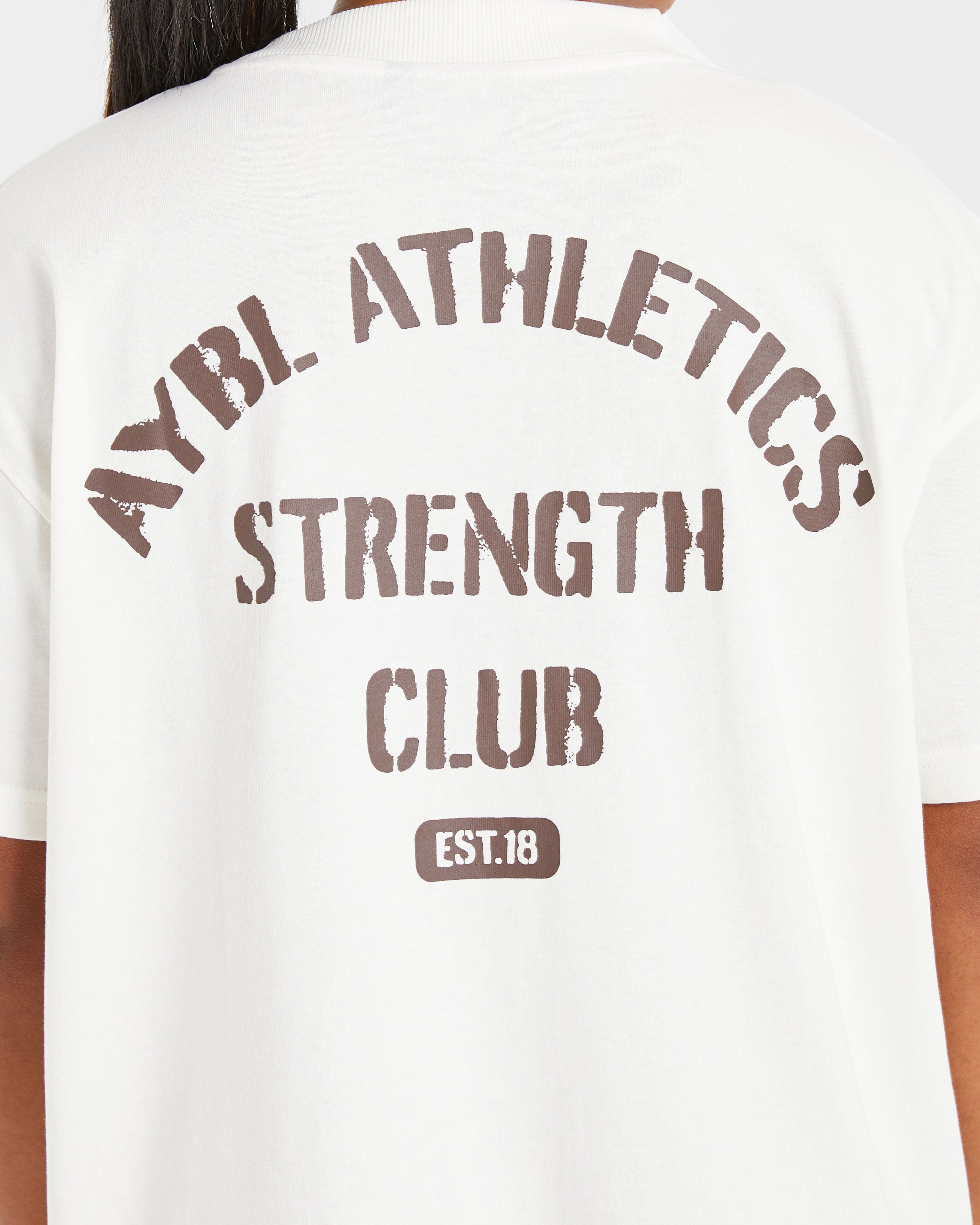 Athletics Strength Club Oversized T Shirt - Off Wit/Braun