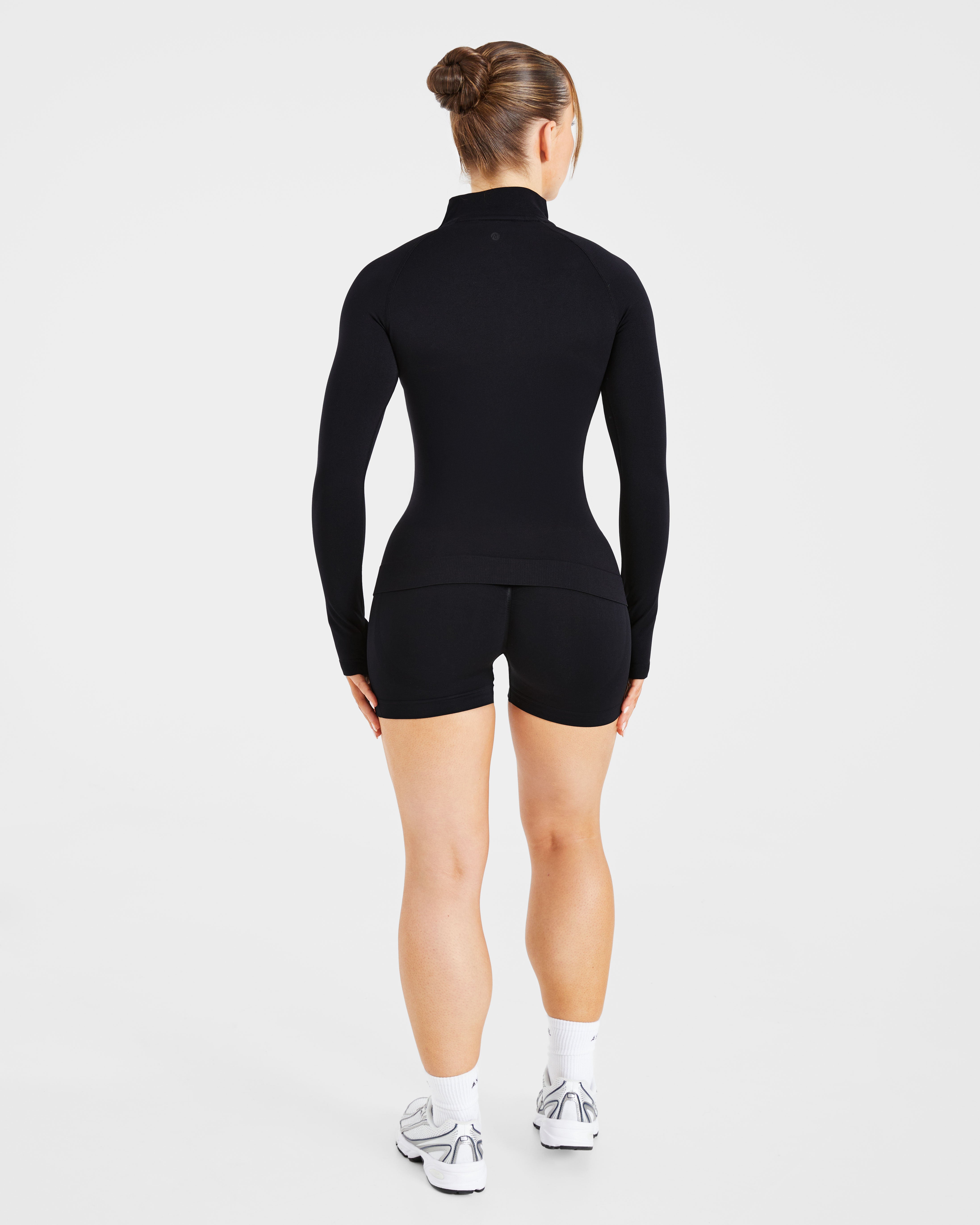 Essential Seamless 1/2 Zip Pullover - Schwarz