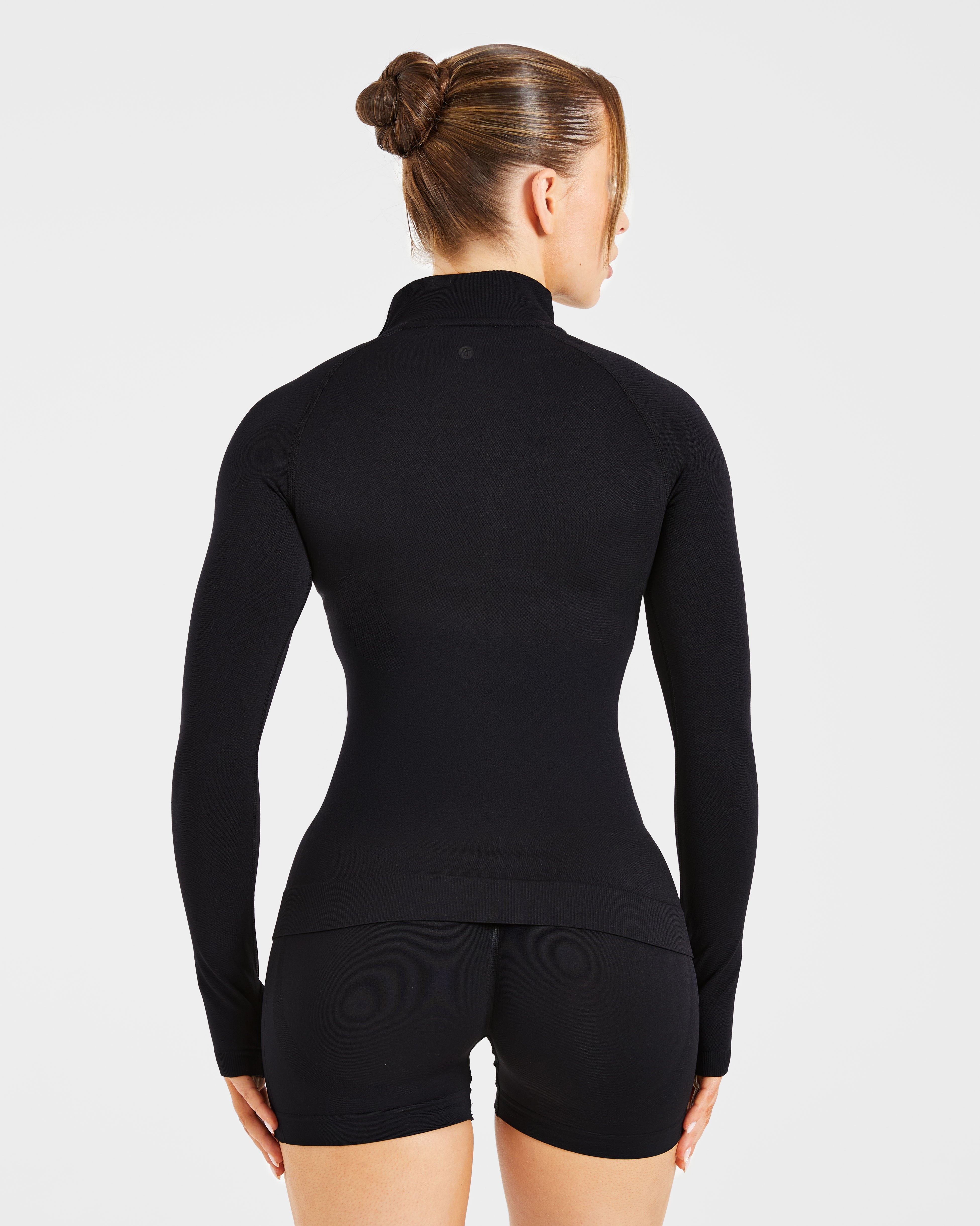Essential Seamless 1/2 Zip Pullover - Schwarz