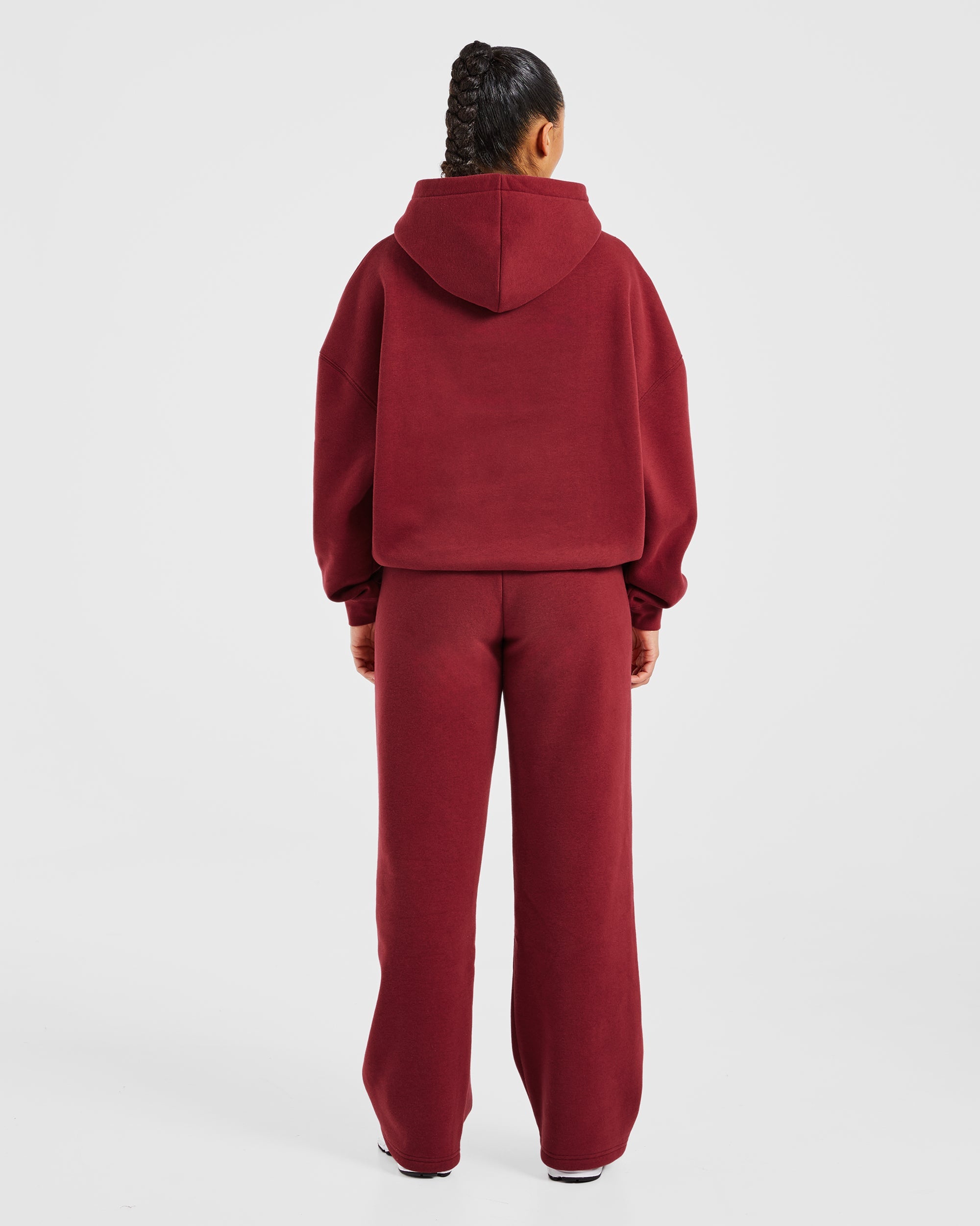 Image 4 from Varsity Embroidered Oversized Straight Leg Joggers - Burgundy