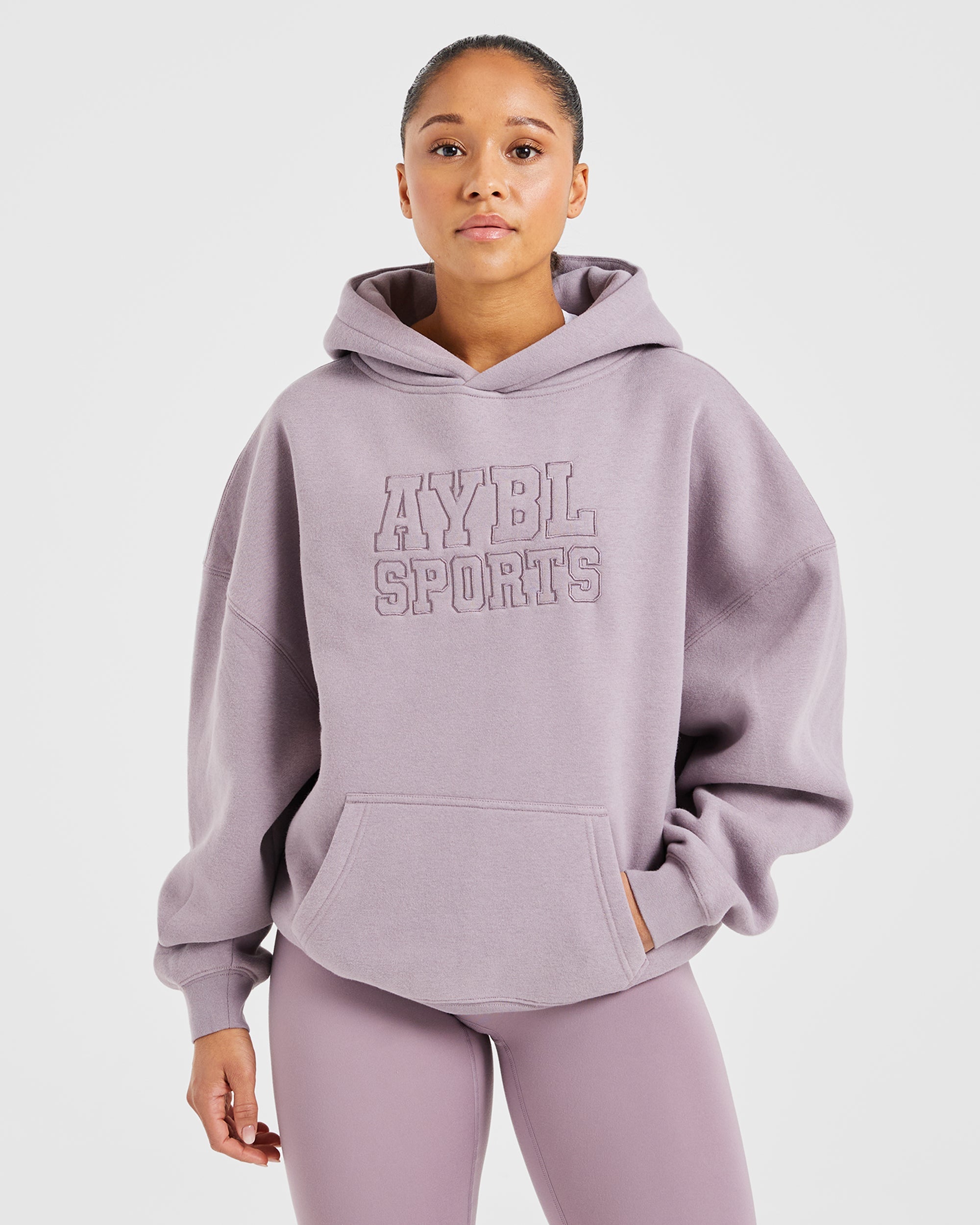 Sport Outline Oversized Hoodie - Mauve Lila