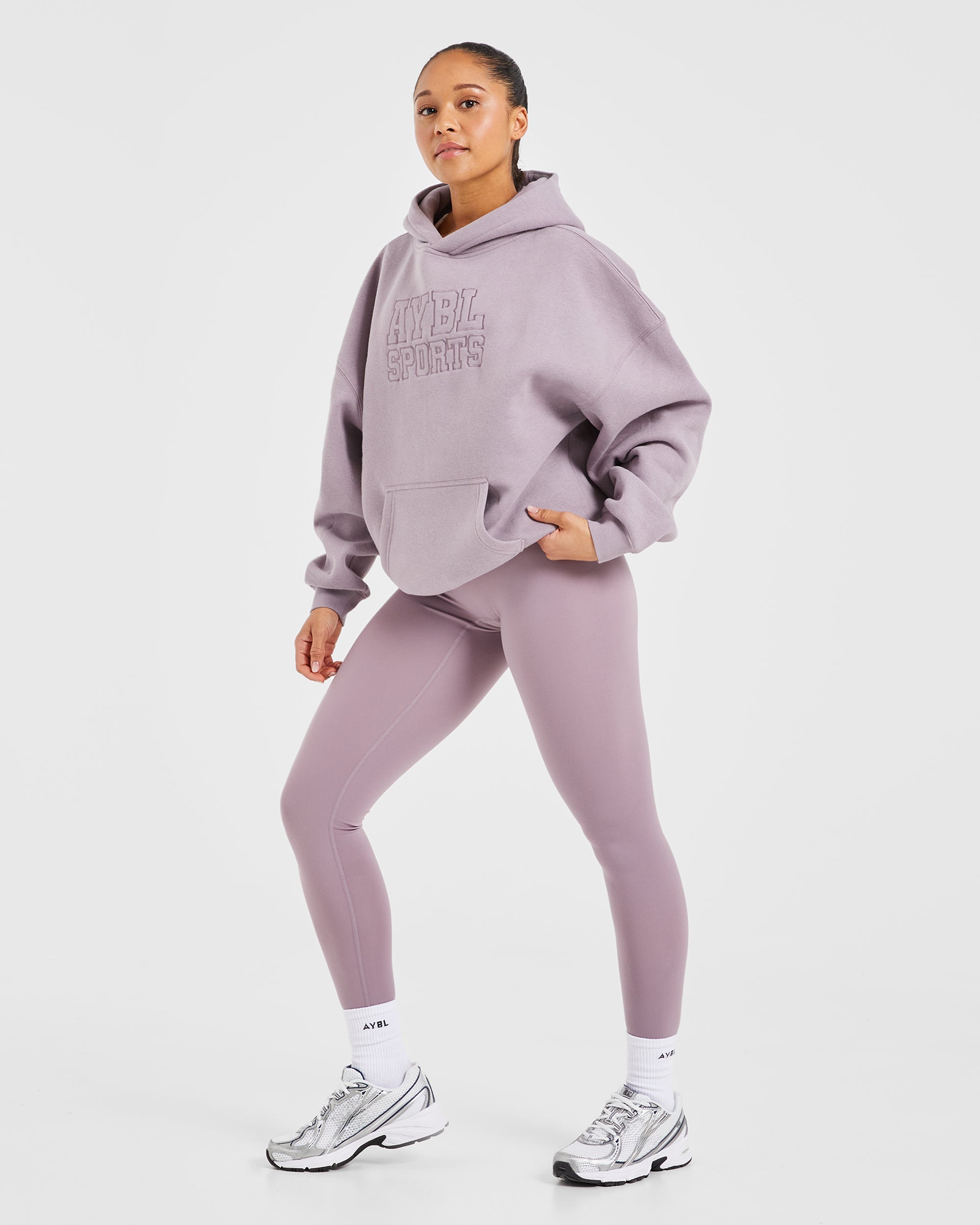 Sport Outline Oversized Hoodie - Mauve Lila