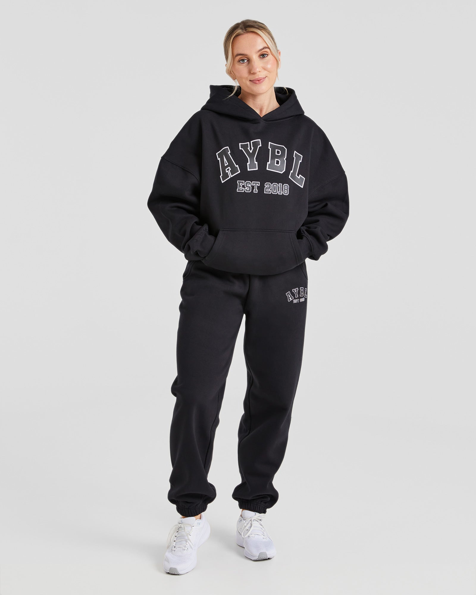 Varsity Graphic Oversized Hoodie - Schwarz