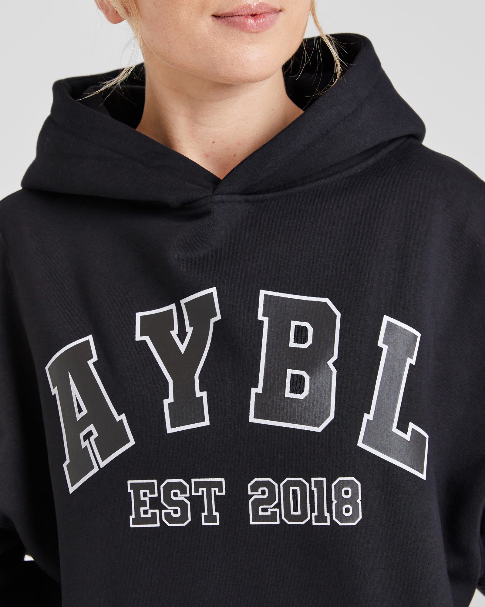 Varsity Graphic Oversized Hoodie - Schwarz