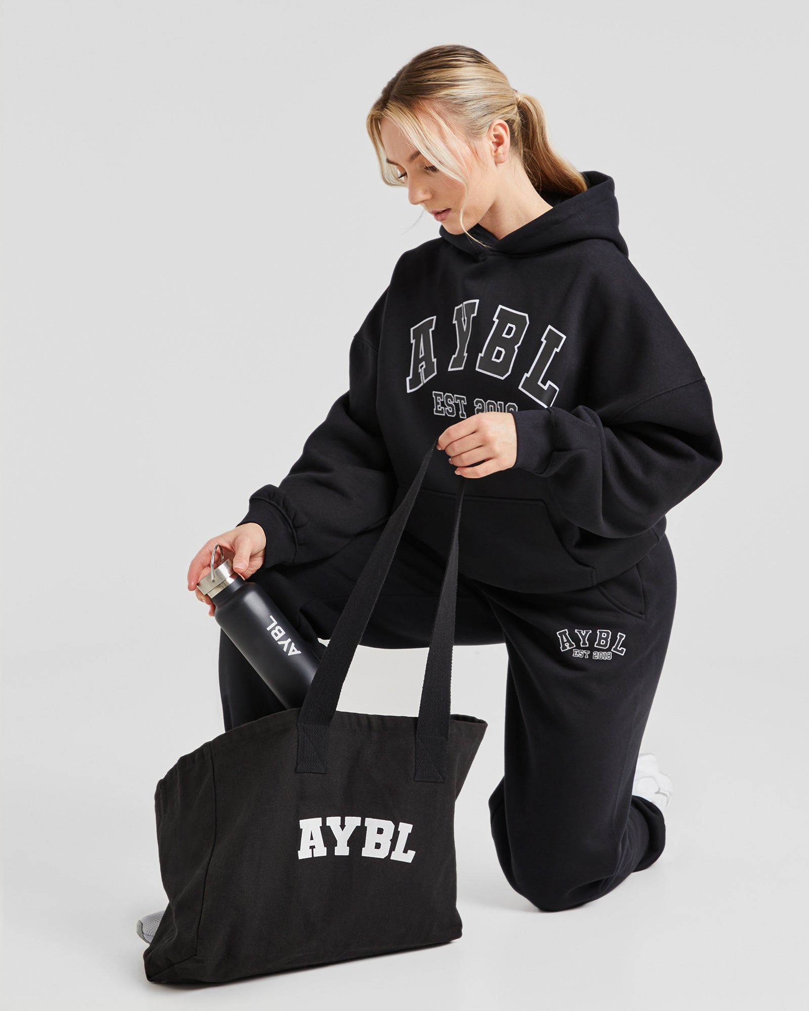 Varsity Graphic Oversized Hoodie - Schwarz