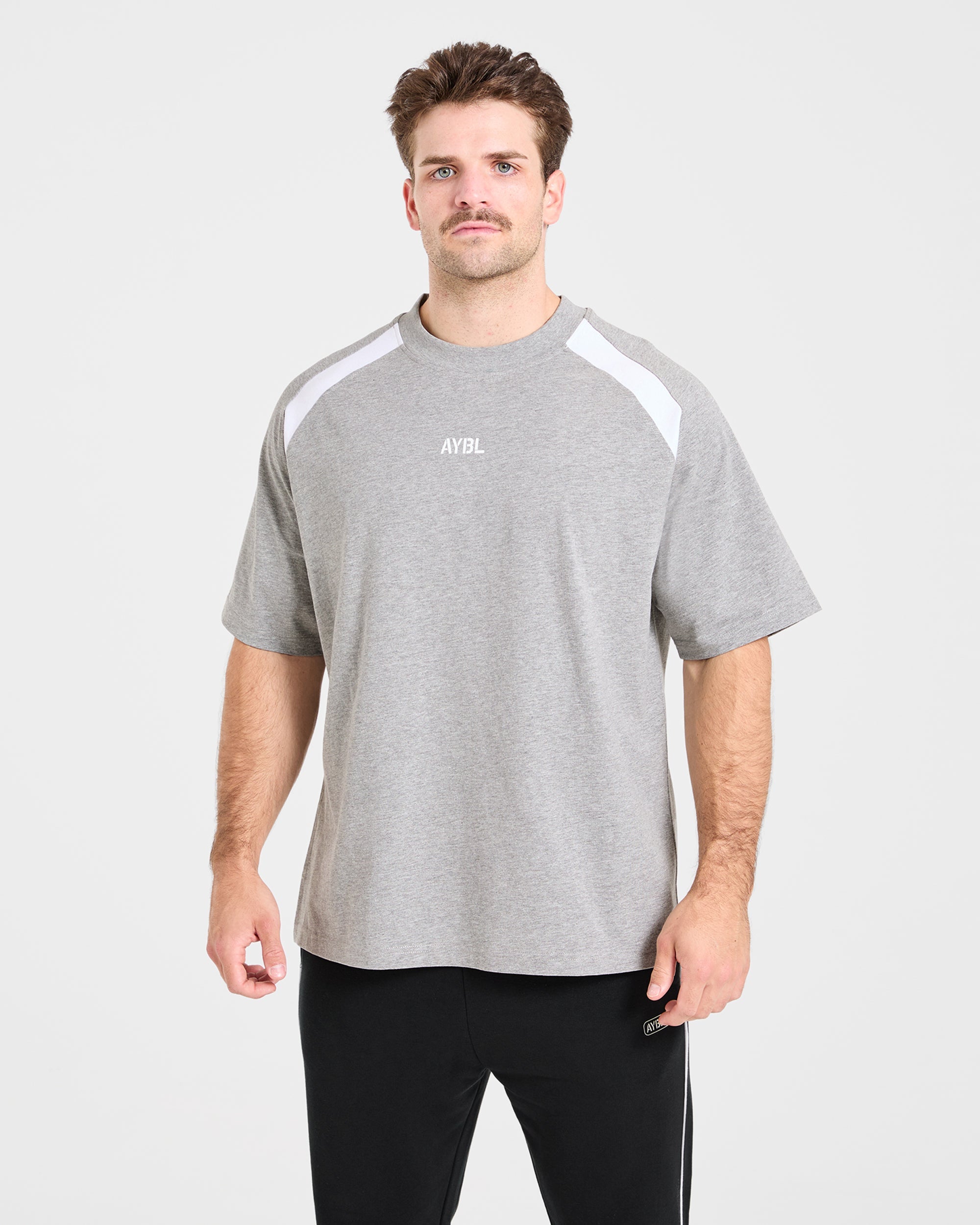 Cam Kissel x Contrast Oversized T Shirt - Mid Marl Grau