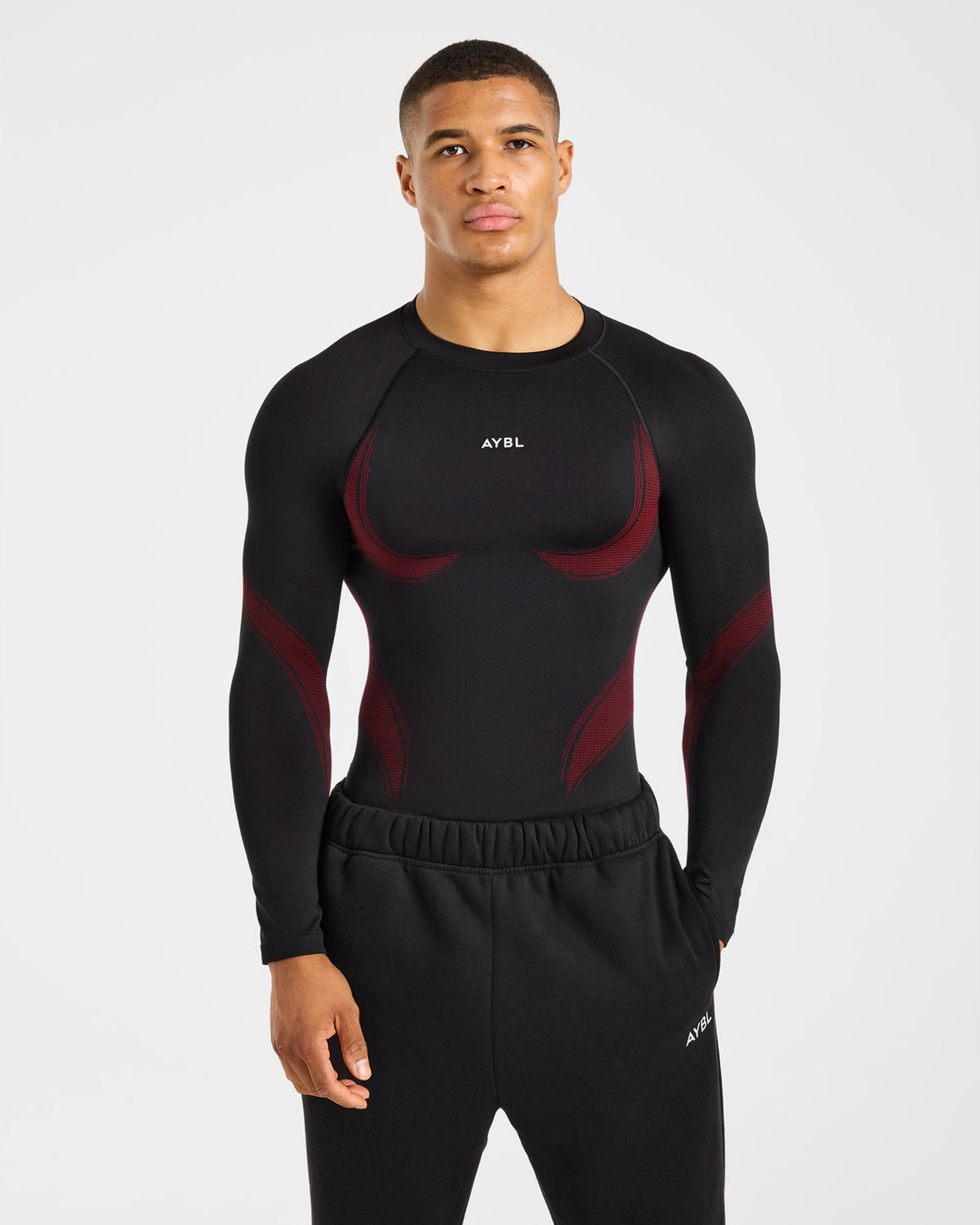Charge Seamless Long Sleeve T Shirt - Schwarz/Rot