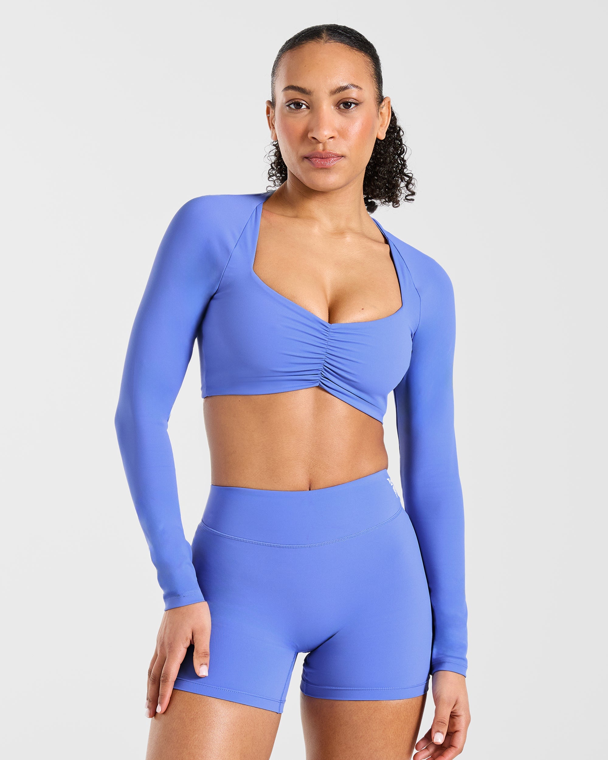 Physique Long Sleeve Crop Top - Cornflower Lila