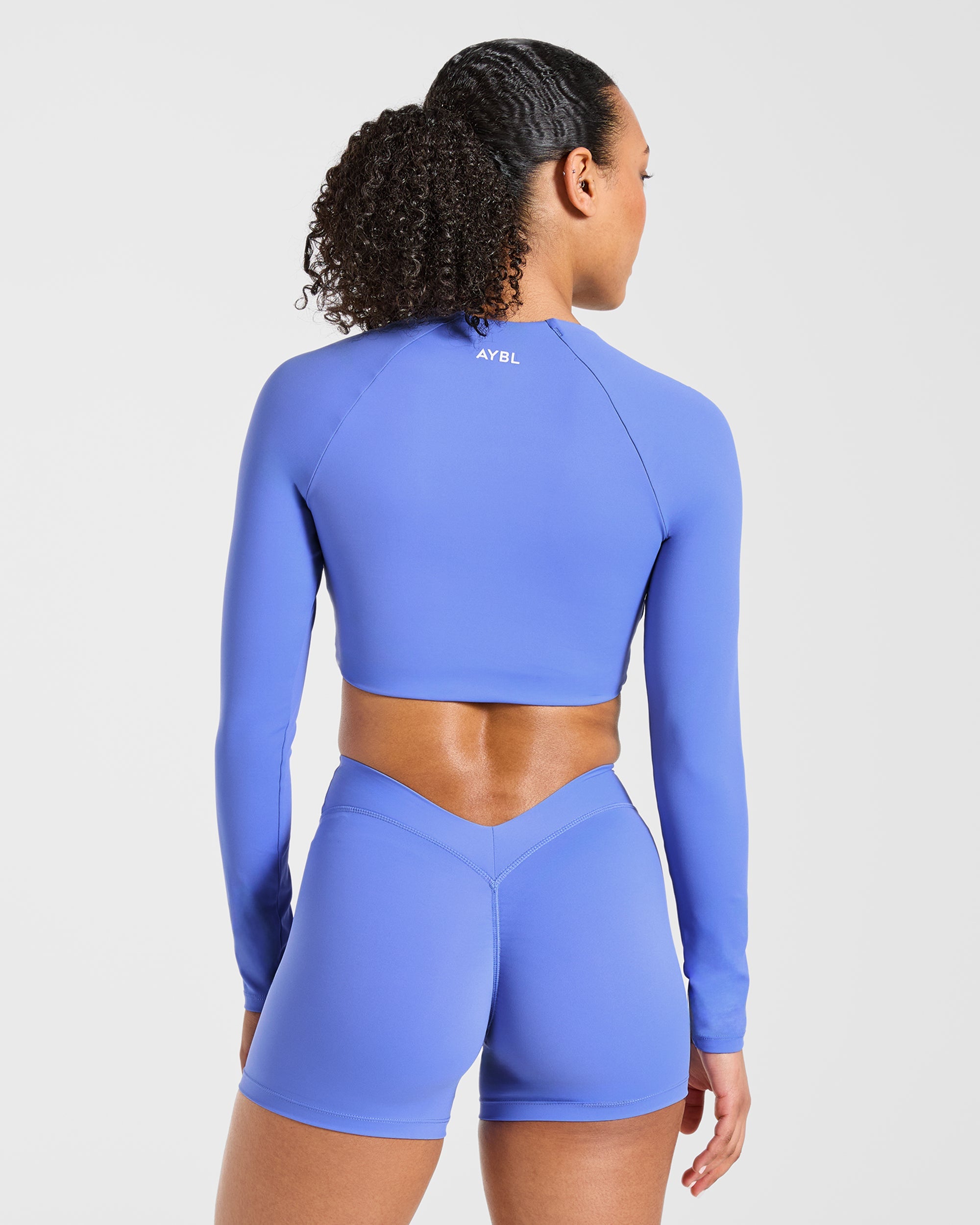 Physique Long Sleeve Crop Top - Cornflower Lila