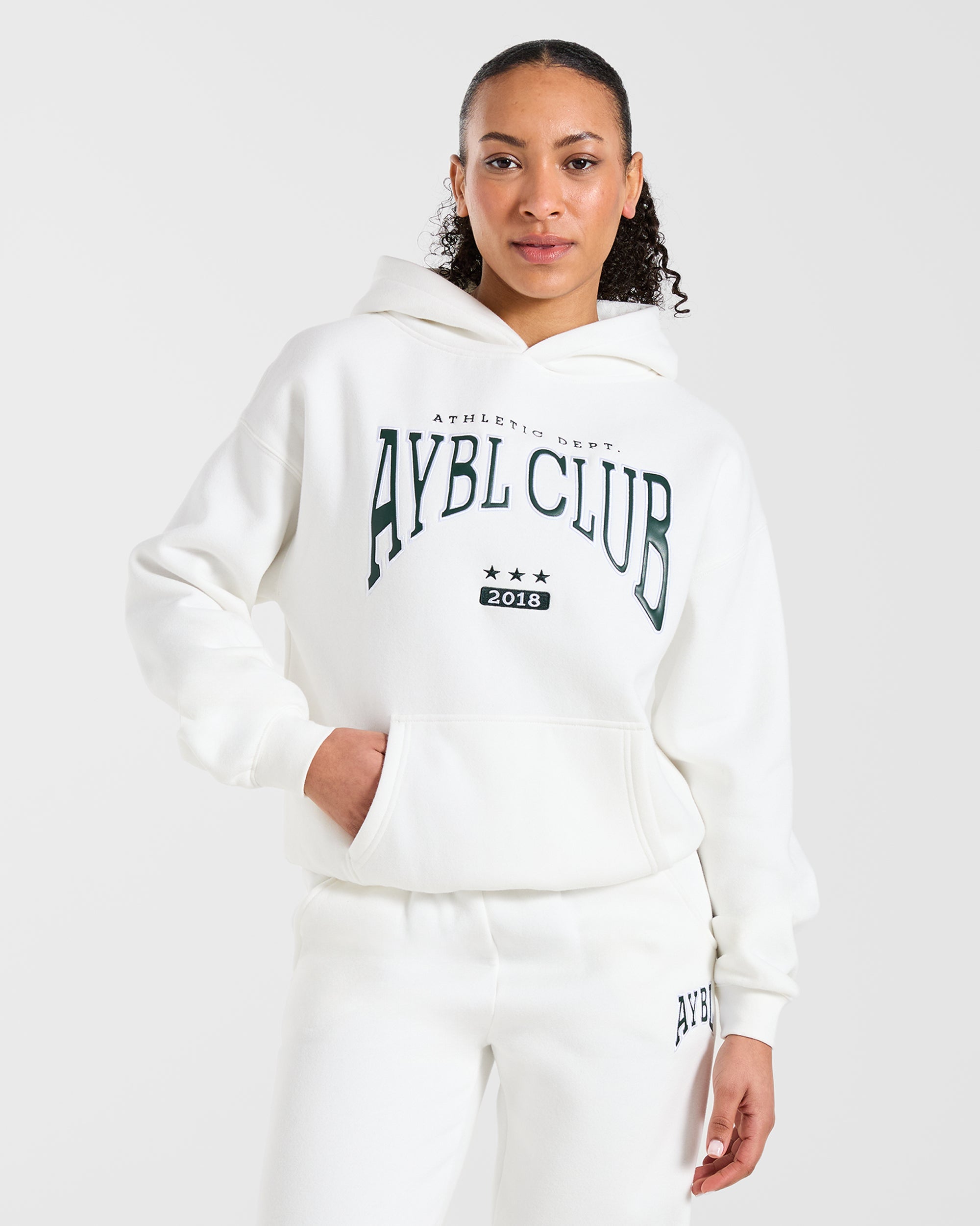 AYBL Club Oversized Hoodie - Off Weiß/Forest Grün