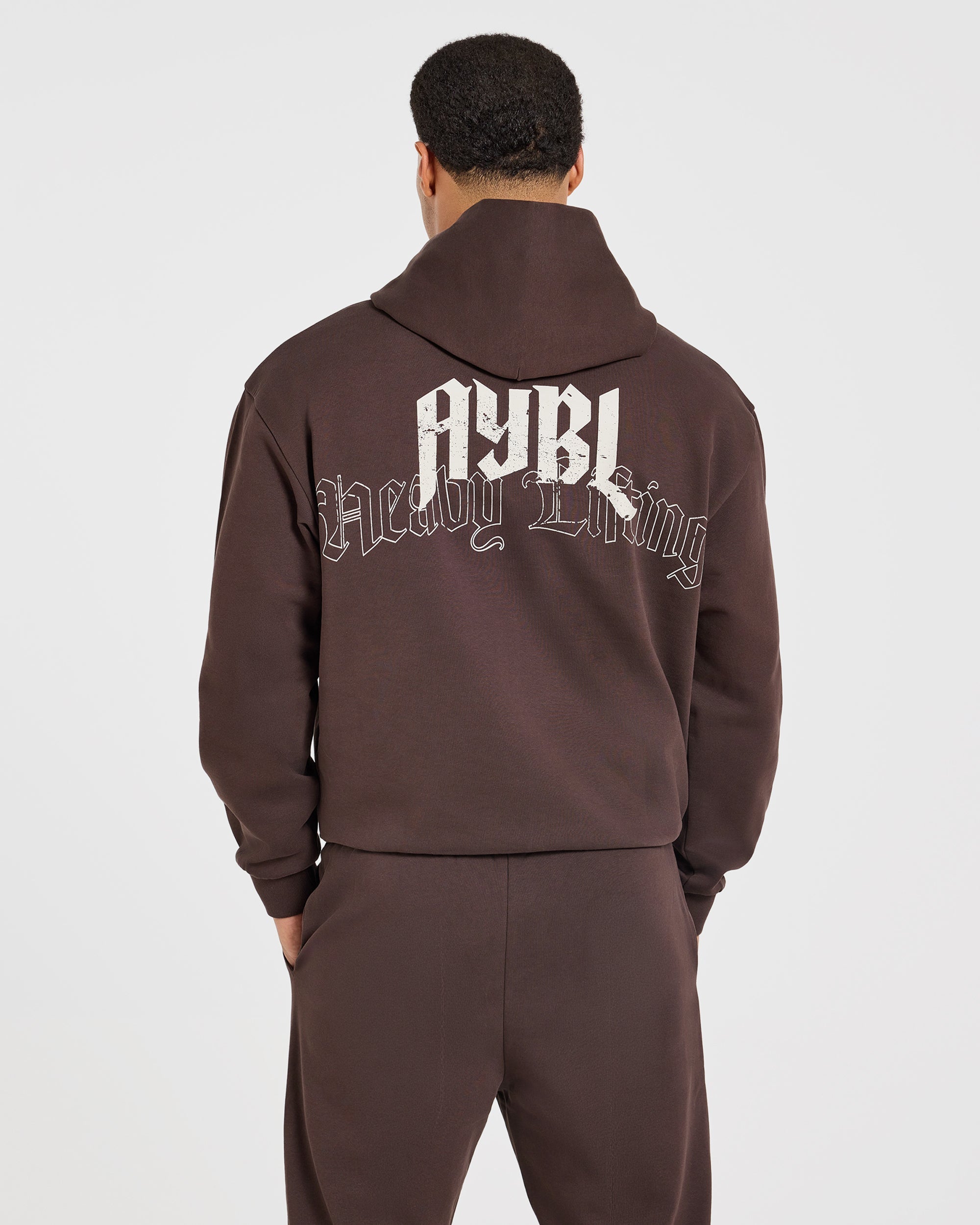 Heavy Lifting Gothic Oversized Hoodie - Braun/Cream
