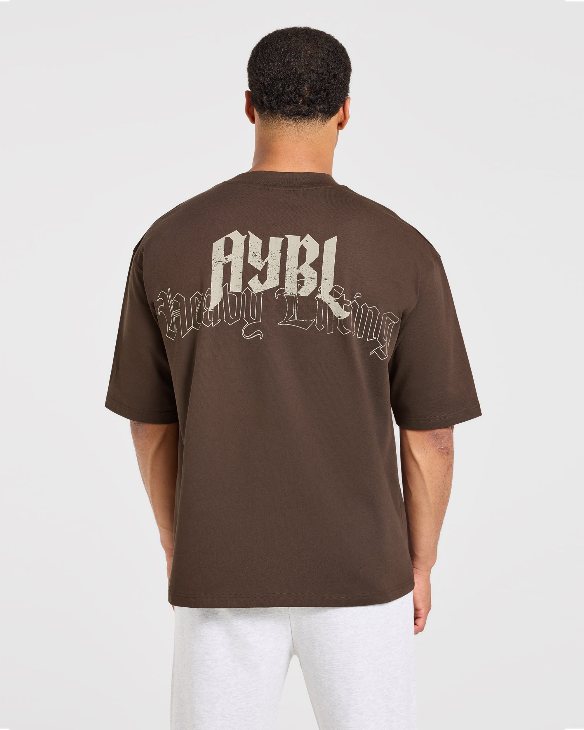 Heavy Lifting Gothic Oversized T Shirt - Braun/Cream