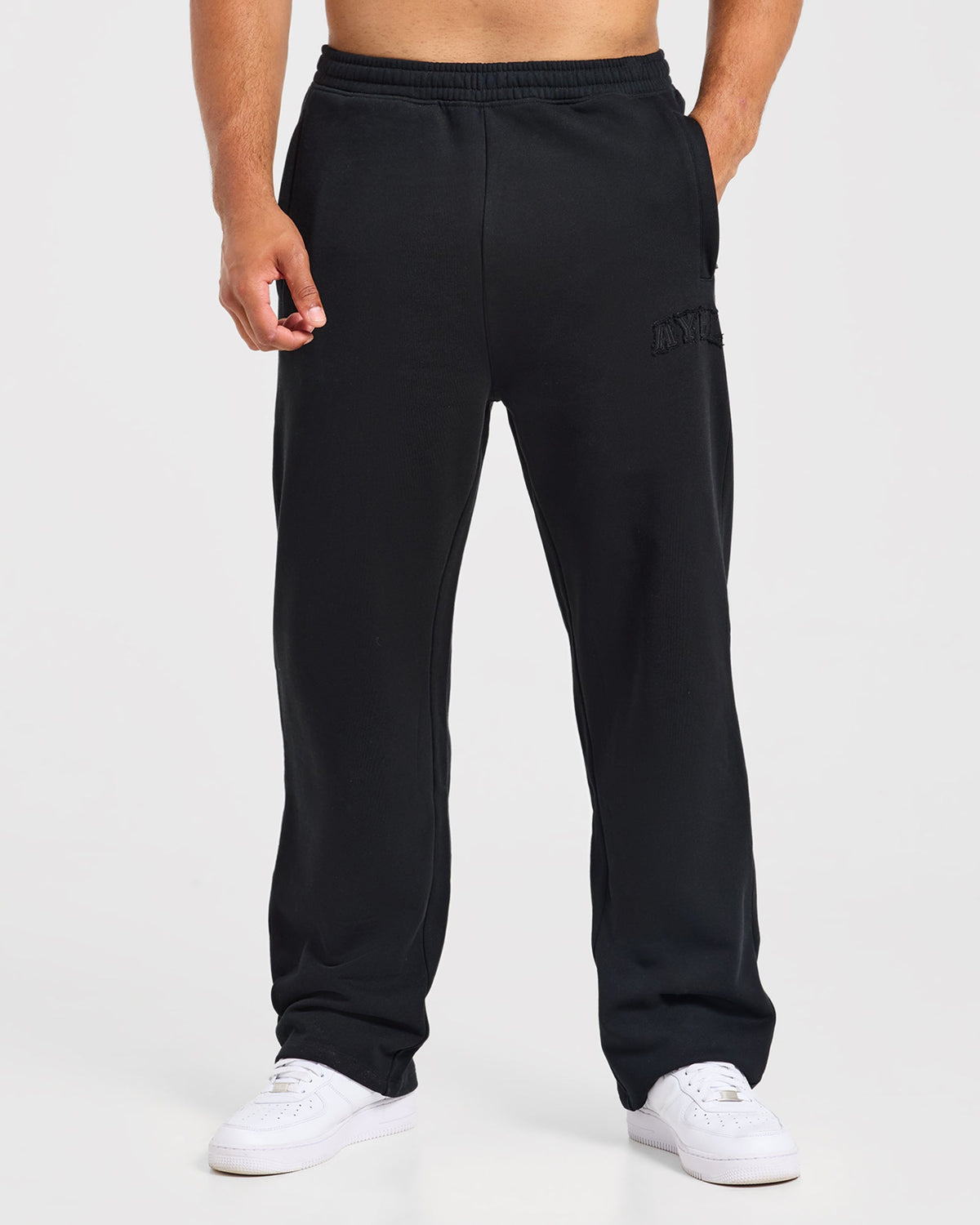 Effortless Oversized Straight Leg Joggers - Schwarz