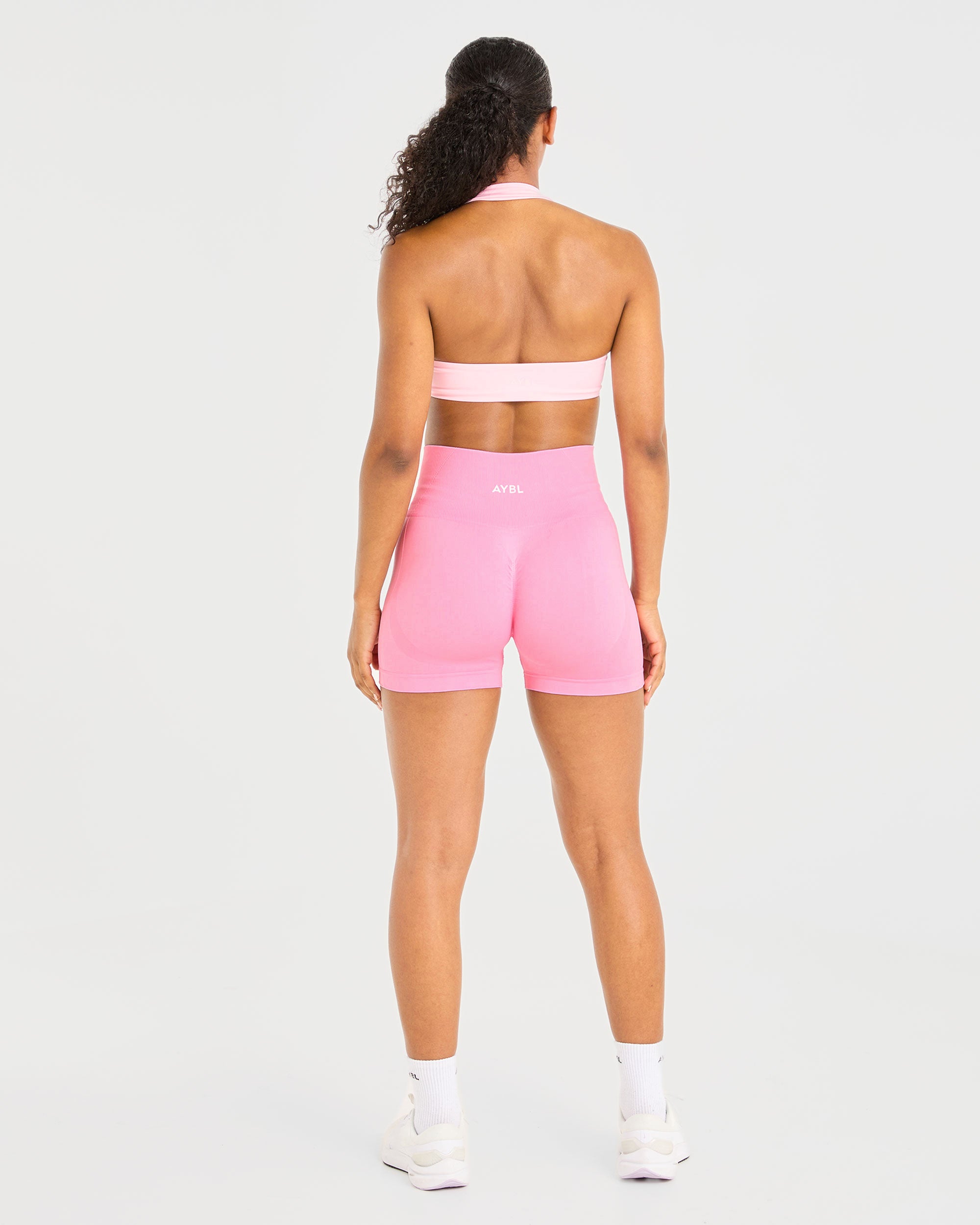 Essential Halterneck Sports Bra - Baby Rosa